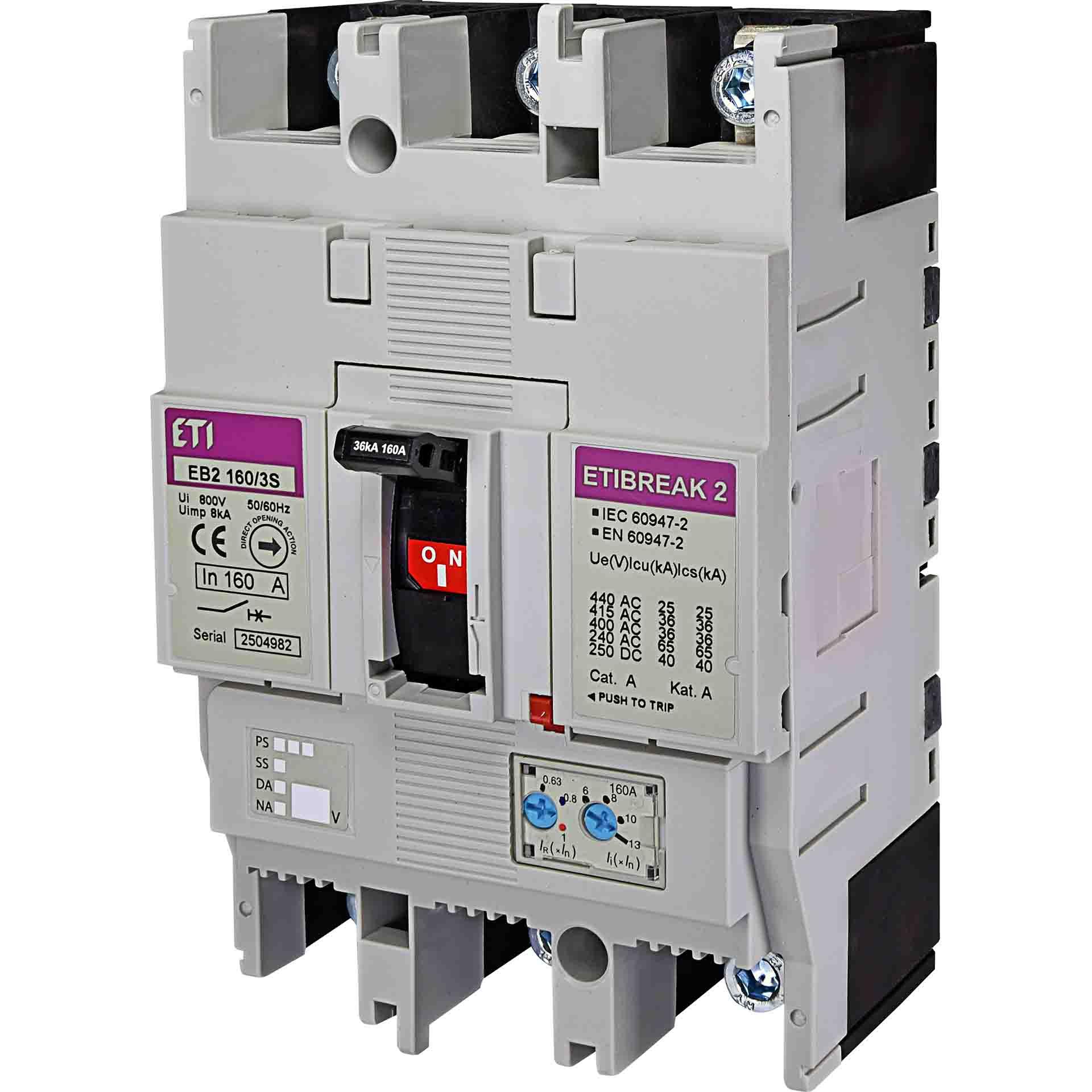 Interruttore automatico EB2 160/3S 160A, Icu 36kA / Ics 36kA