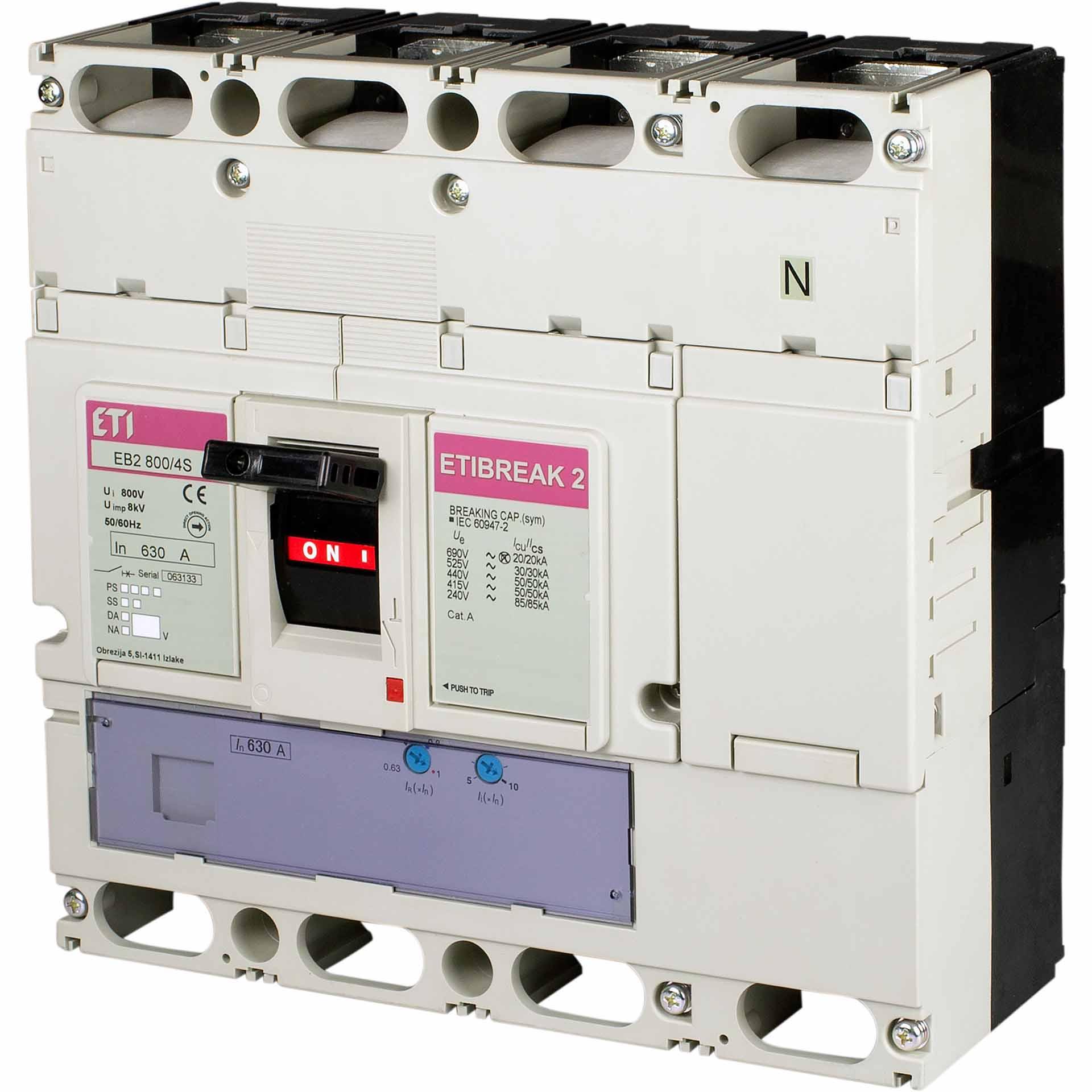 Interruttore automatico EB2 800/4S 630A, Icu 50kA / Ics 50kA