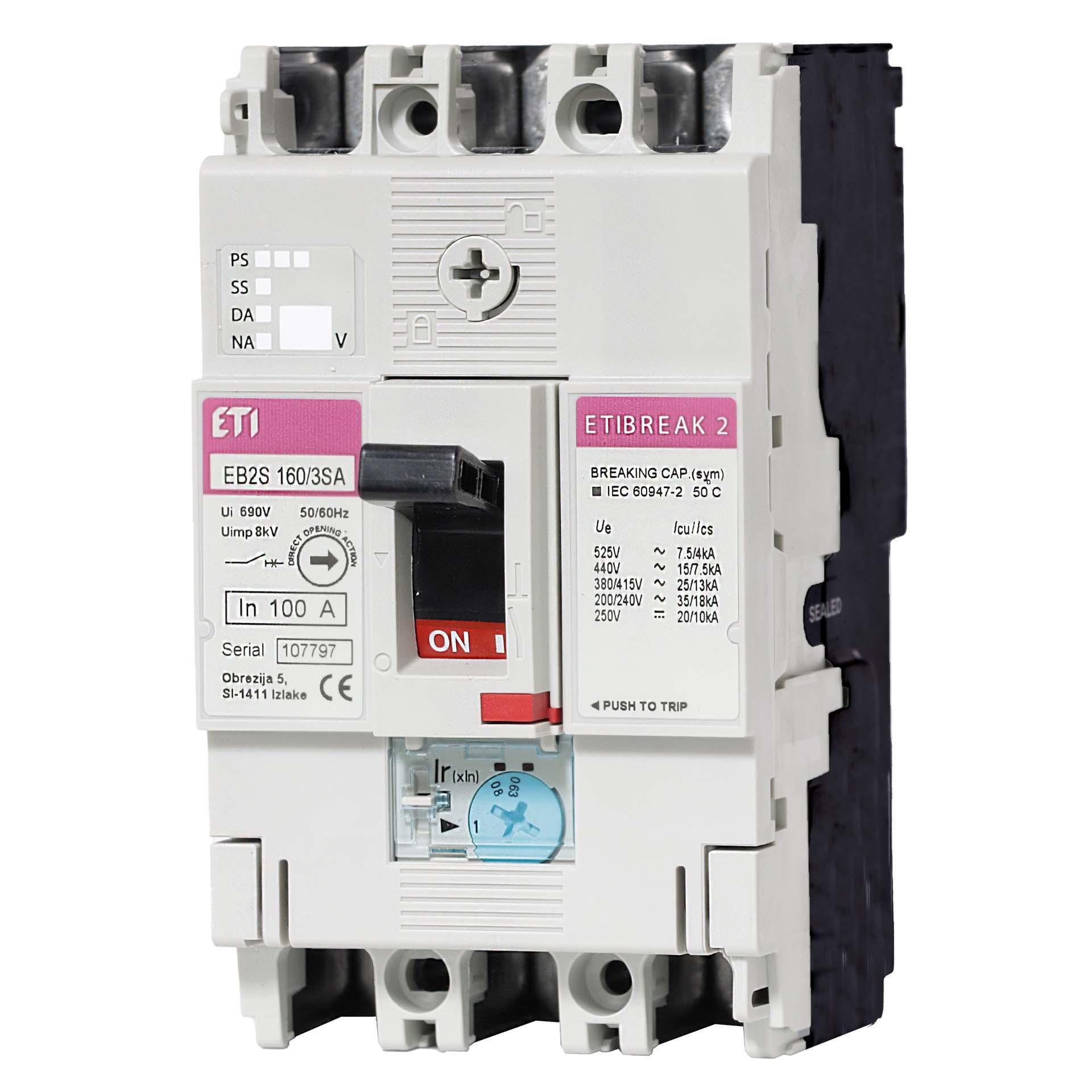 Interruttore compatto, EB2S 160/3SA 160A, Icu 25kA / Ics 13kA