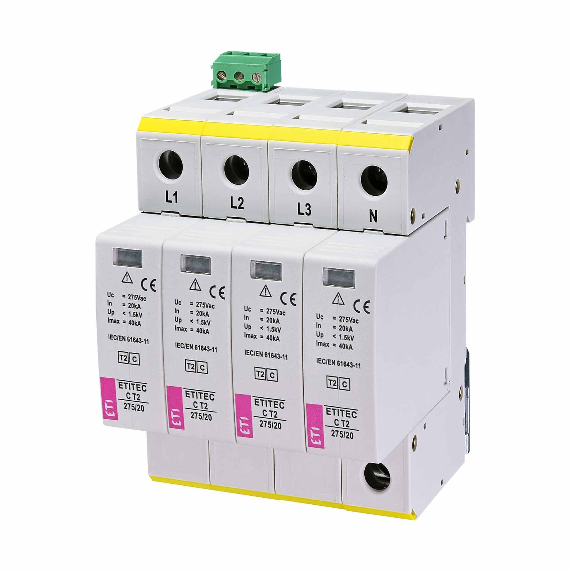Scaricatore di sovratensione tipo 2, ETITEC C T2 275/20 4+0 RC, (TN-S)
