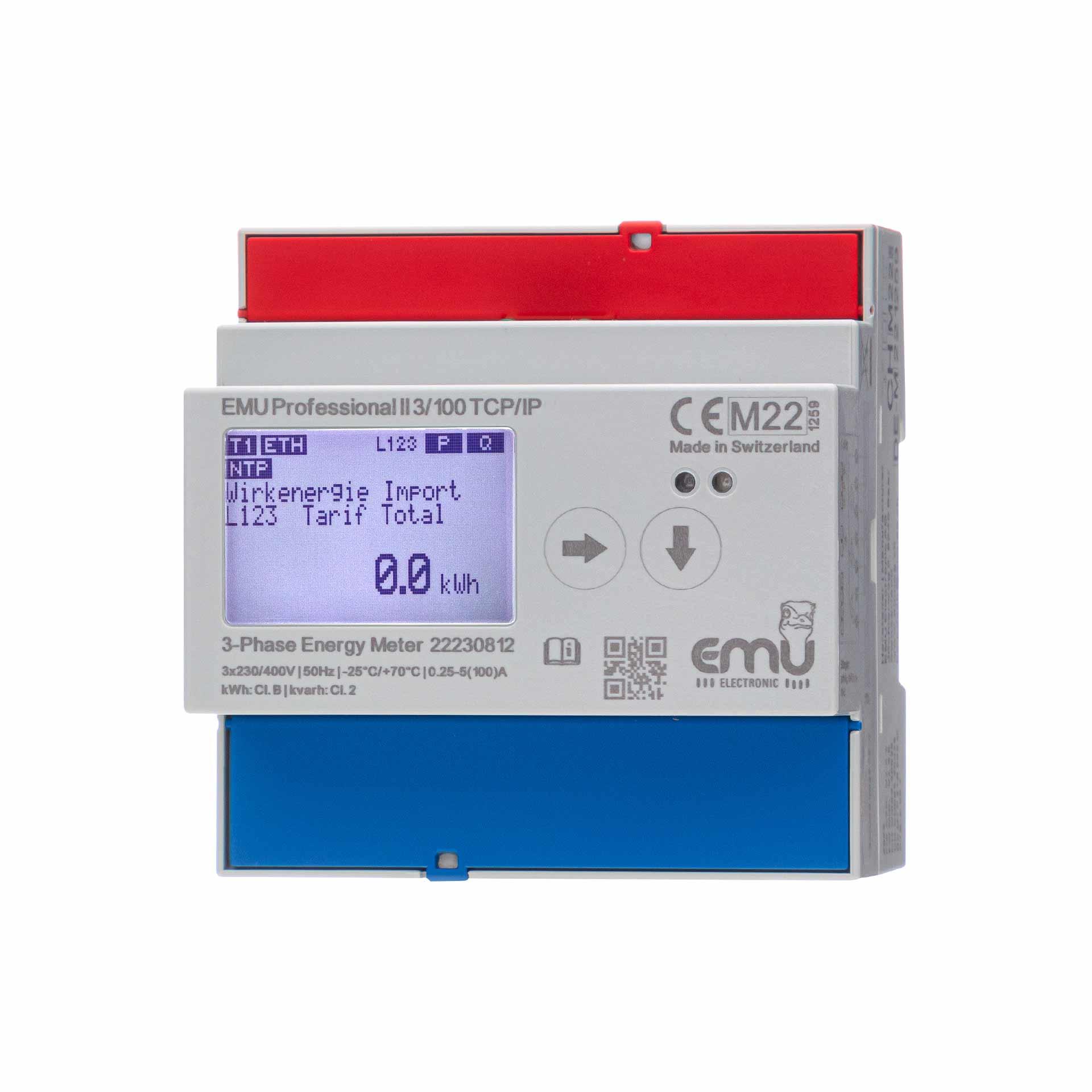 Contatore di energia EMU Professional II 3/100, TCP/IP, omologazione MID B+D, misurazione diretta 100A 3PN