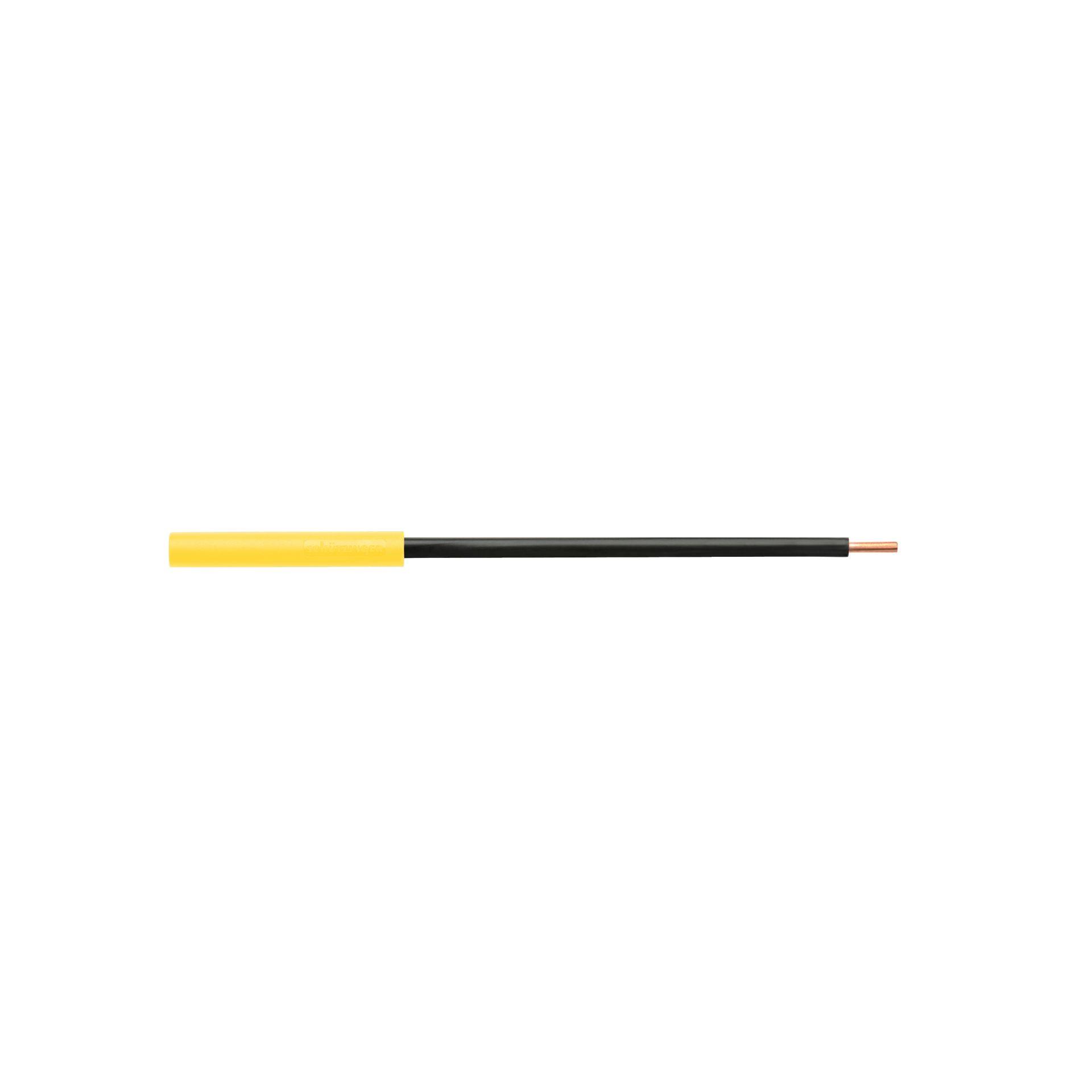 Laborbuchse mit isoliertem Rundleiter, Steckanschluss ø 4mm, 130mm, gelb