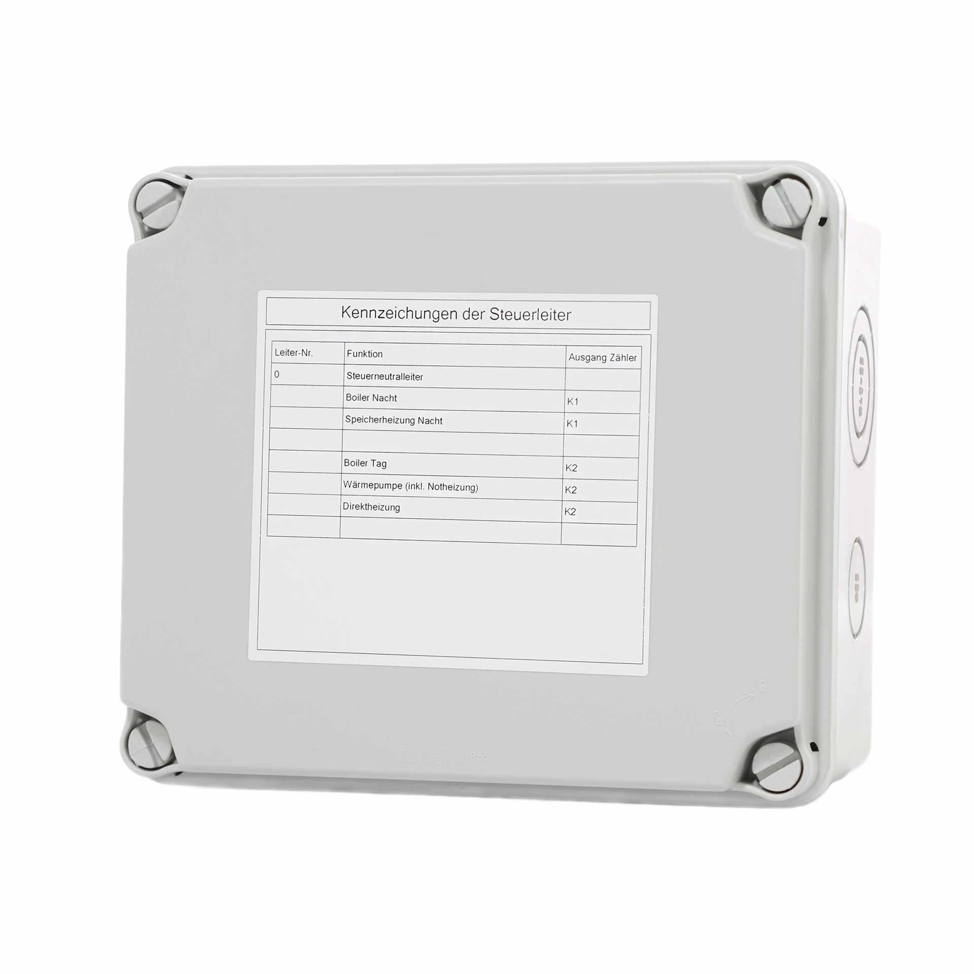 ICT-Box avec bornes et préparée pour montage de plaques de compteur, incl. légende de commande ICT-Box avec bornes et préparée pour montage de plaques de compteur, incl. légende de commande