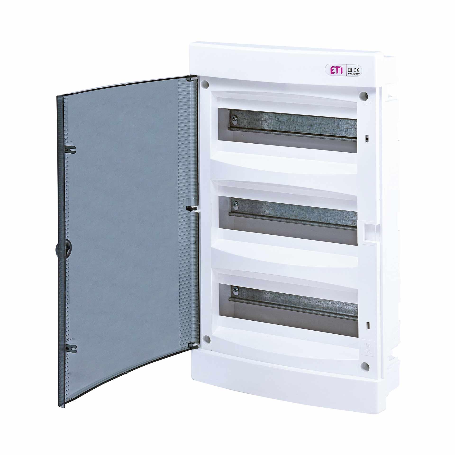 Distributore da incasso con porta trasparente "ECM-36-PT", IP40, 3x12 moduli (36M)
