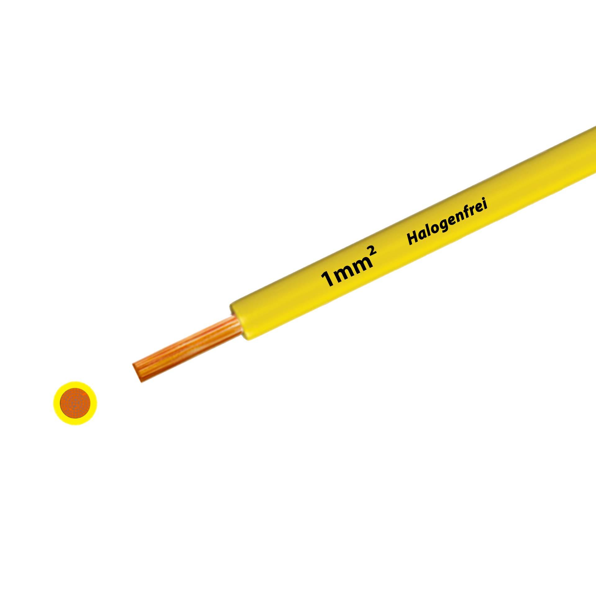 Cavo a trefoli senza alogeni 90° C, 500V, 1,00 mm2, giallo (RAL 1021), su bobina di plastica