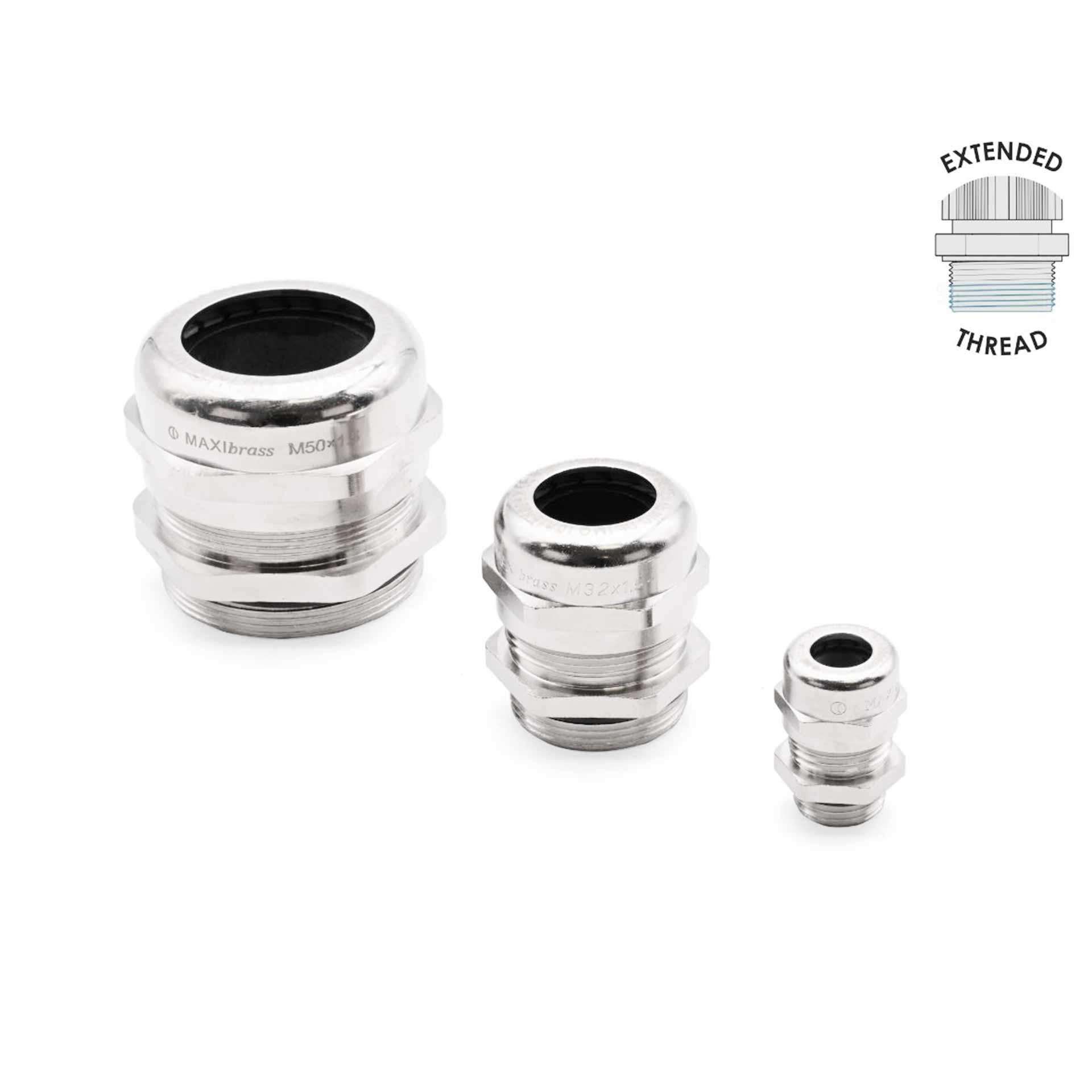 Pressacavo Maxibrass M40, ottone nichelato, EX Zone 2/3, filettatura lunga 12mm, KB: 21-27mm Pressacavo Maxibrass M40, ottone nichelato, EX Zone 2/3, filettatura lunga 12mm, KB: 21-27mm