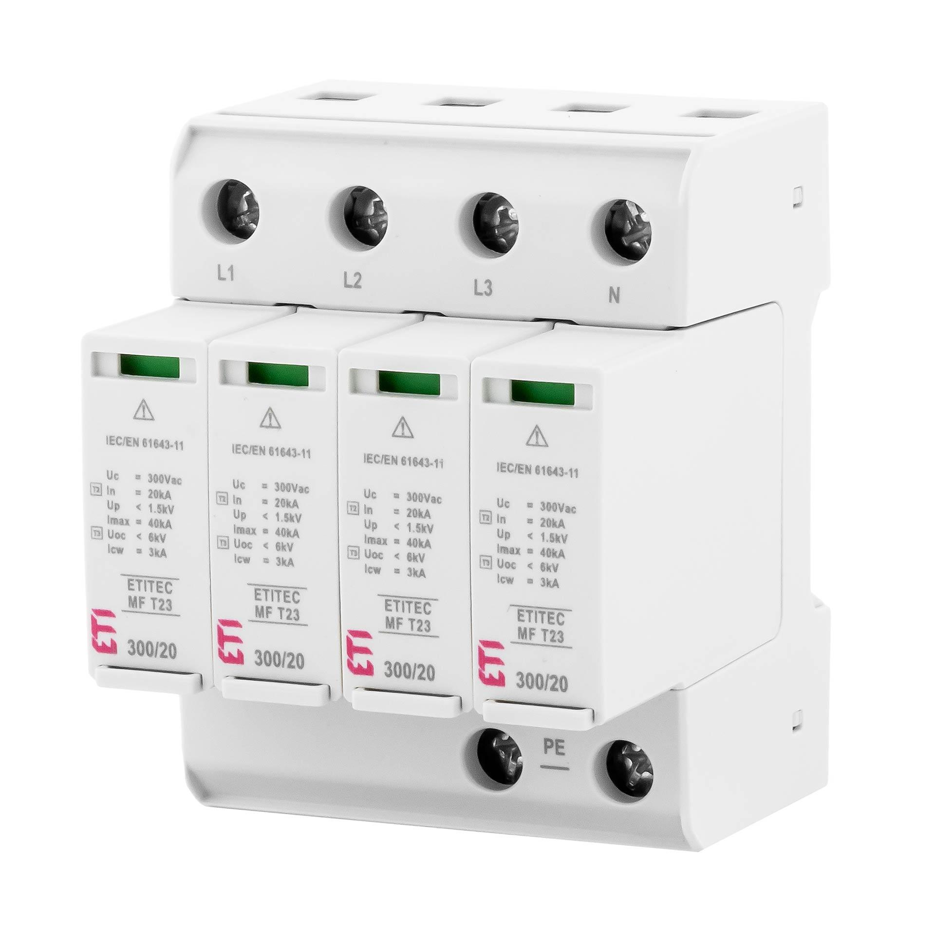 Scaricatore di sovratensione tipo 2+3, ETITEC MF T23 300/20 4+0 RC, (TN-S)