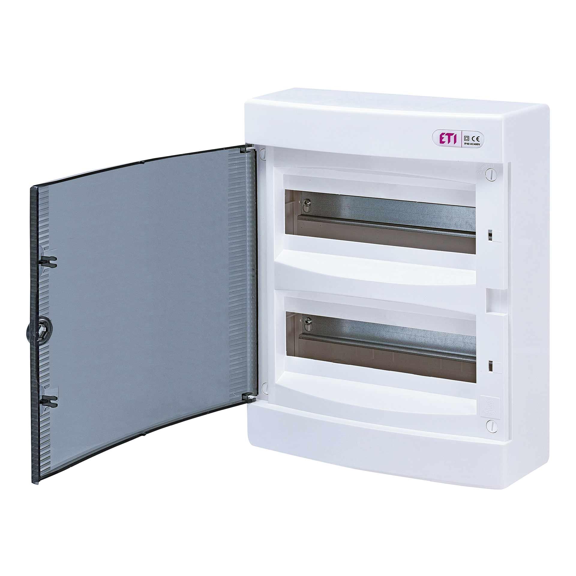 Quadro di distribuzione esterno con porta trasparente "ECT-24-PT", IP40, 2x12 moduli (24M)
