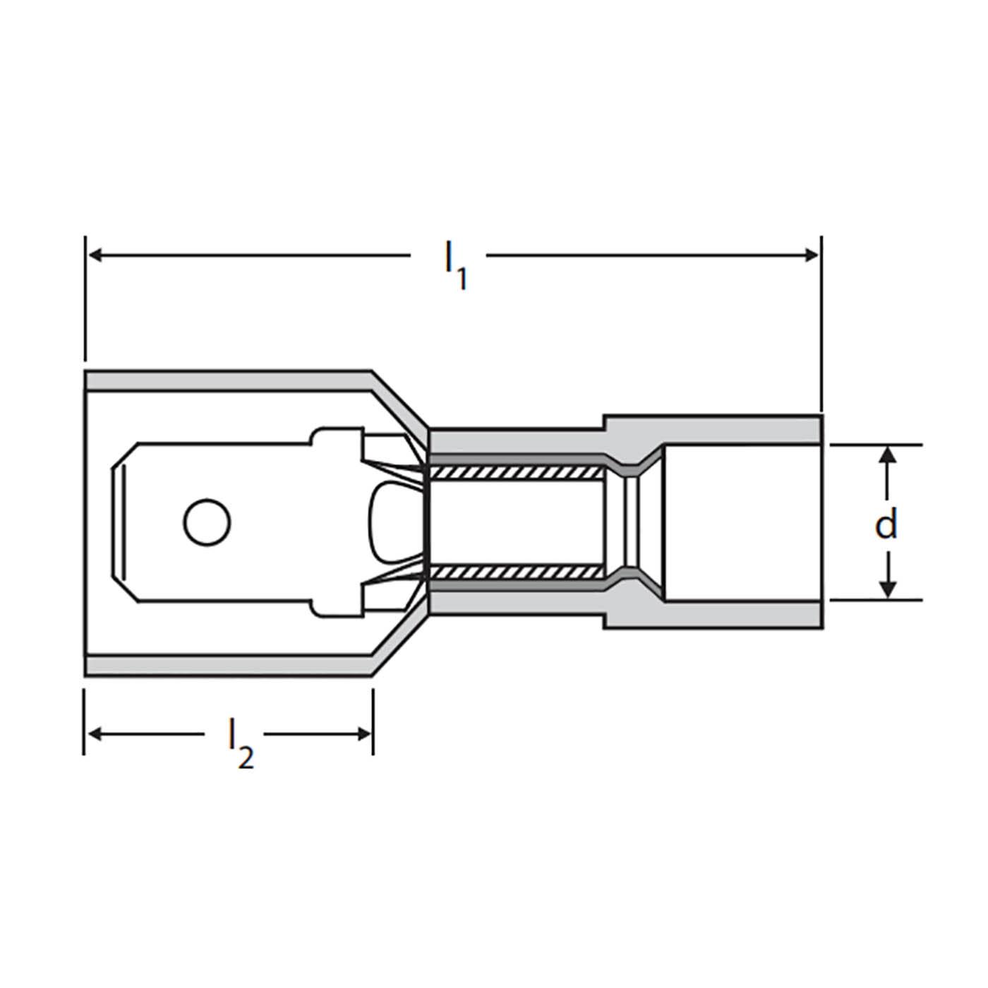 Connecteur mâles entièrement isolés avec languette, 4.0 - 6.0mm² / 6.3 x 0.8mm, jaune Connecteur mâles entièrement isolés avec languette, 4.0 - 6.0mm² / 6.3 x 0.8mm, jaune