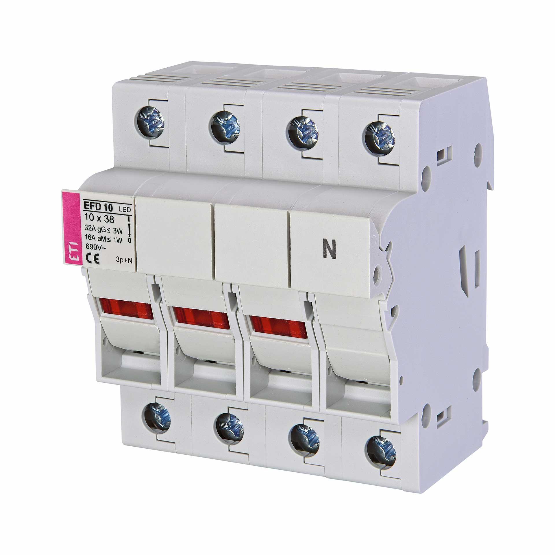 Fuse-disconnector EFD 10, 3P+N, LED indicator, max. 32A, fuse 10x38