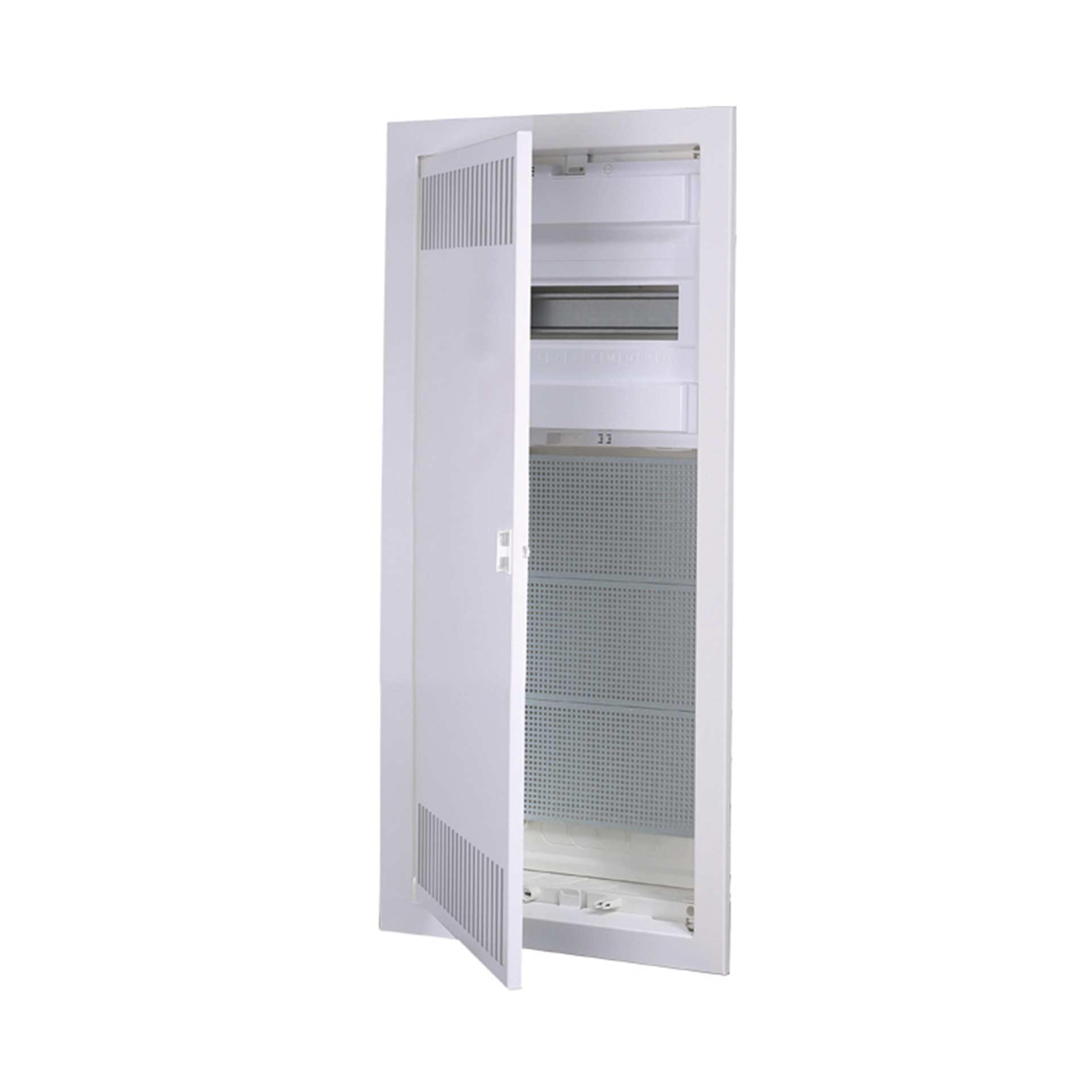 Distributore multimediale da incasso "ECG-56H-C" con porta in metallo forato bianco (fessure superiori e inferiori) Distributore multimediale da incasso "ECG-56H-C" con porta in metallo forato bianco (fessure superiori e inferiori)
