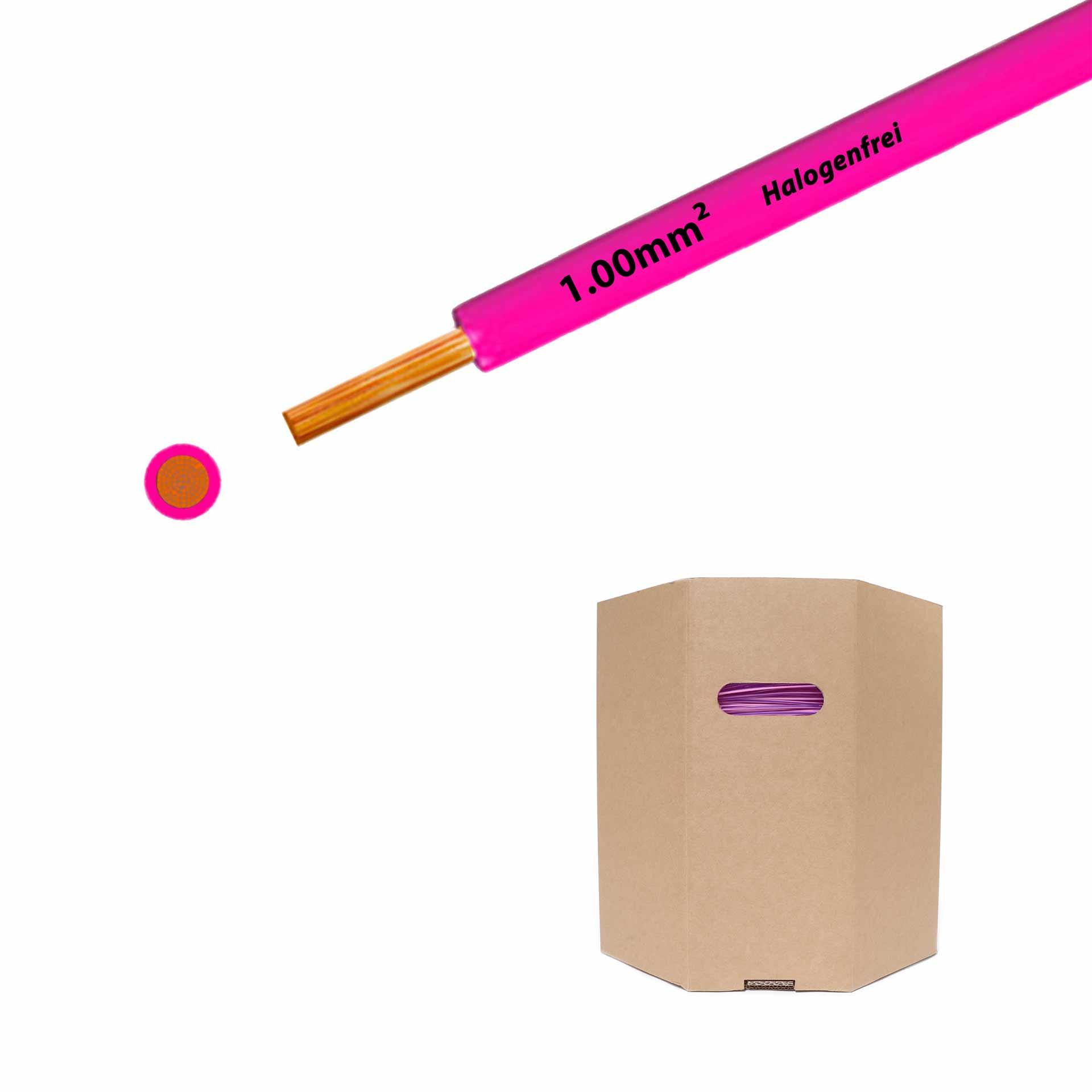 Cavo a trefoli senza alogeni 90° C , 500V, 1,00mm2, rosa/rosa (RAL 3015), barilotto D400xH400