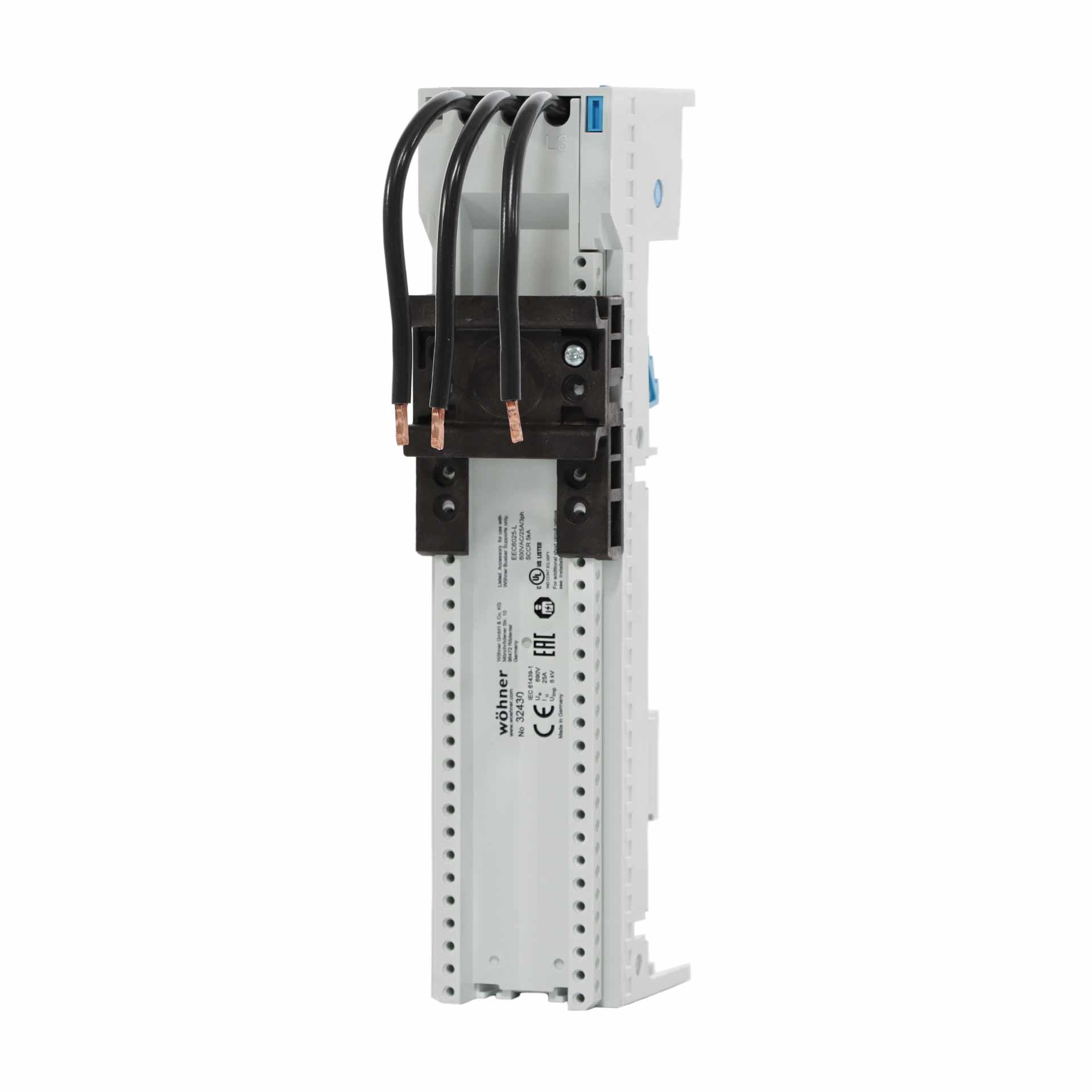 Adattatore sbarre 3P 25A, 1T con sezione superiore rimovibile, 45x200mm