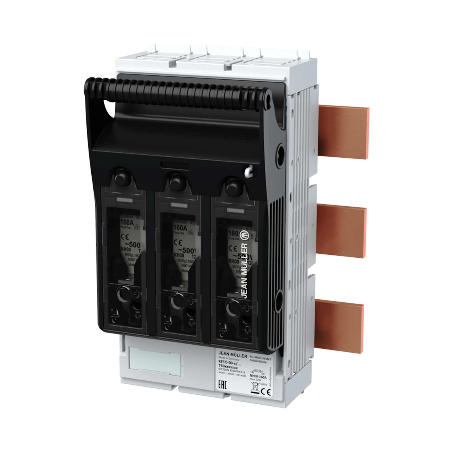 NH fuse switch-disconnector size 00, 3P, max. 160A, KETO-00-3/60/AOU/F M8 (busbar system) NH fuse switch-disconnector size 00, 3P, max. 160A, KETO-00-3/60/AOU/F M8 (busbar system)
