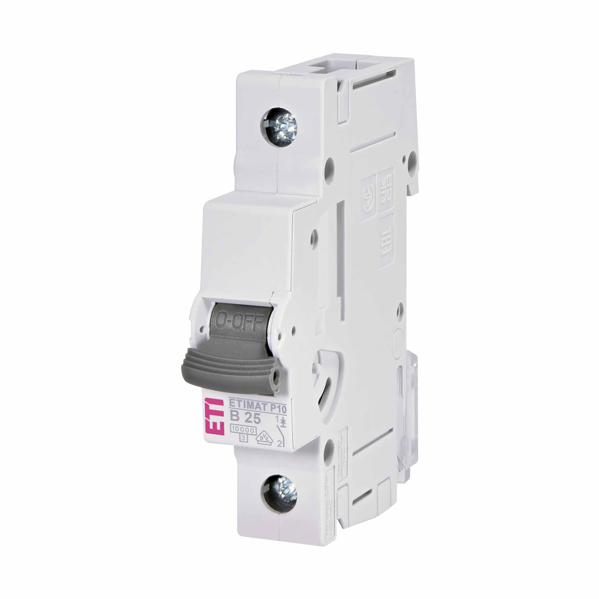 Interruttore automatico, ETIMAT P10, unipolare, caratteristica B / 25A, 10kA Interruttore automatico, ETIMAT P10, unipolare, caratteristica B / 25A, 10kA
