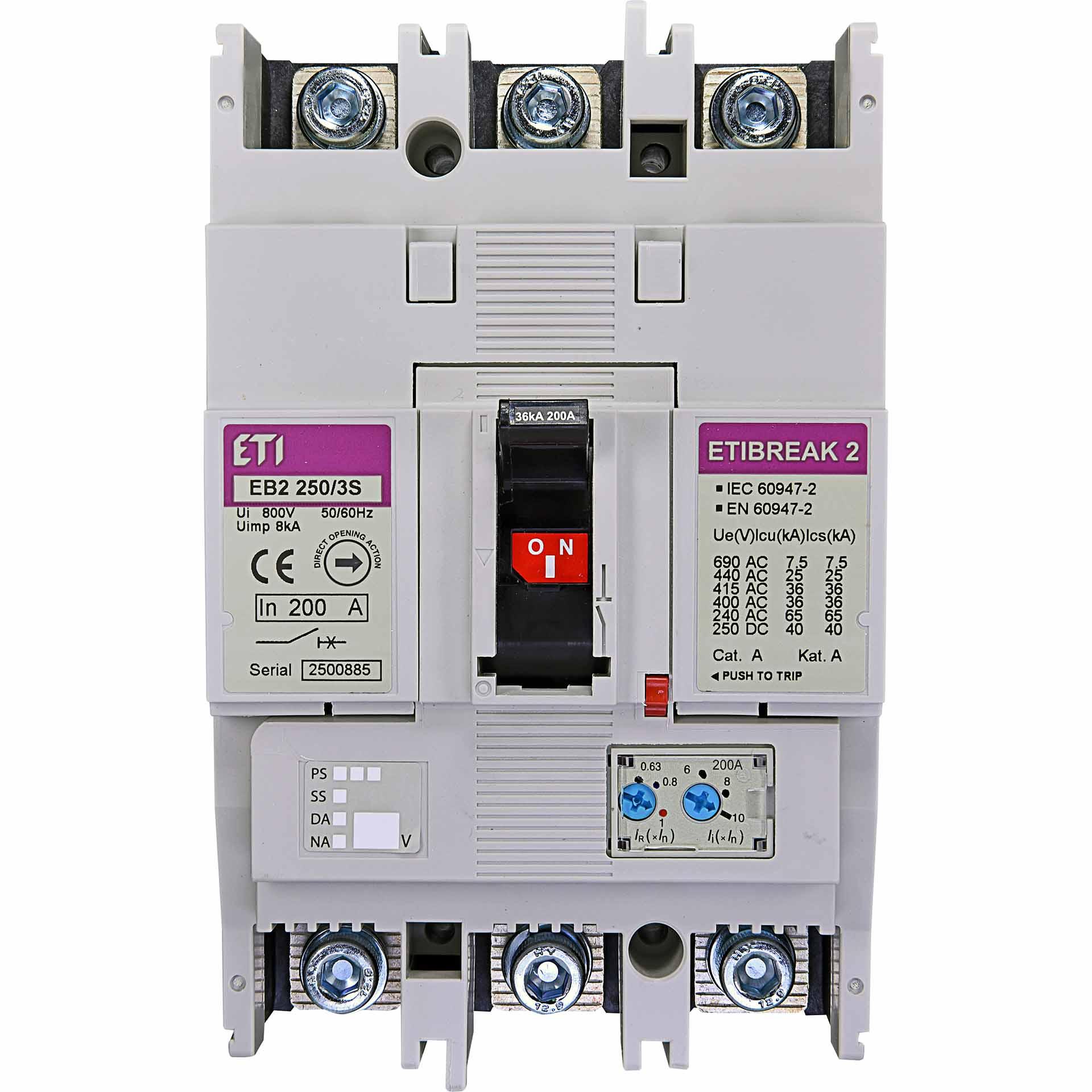 Interruttore automatico EB2 250/3S 200A, Icu 36kA / Ics 36kA