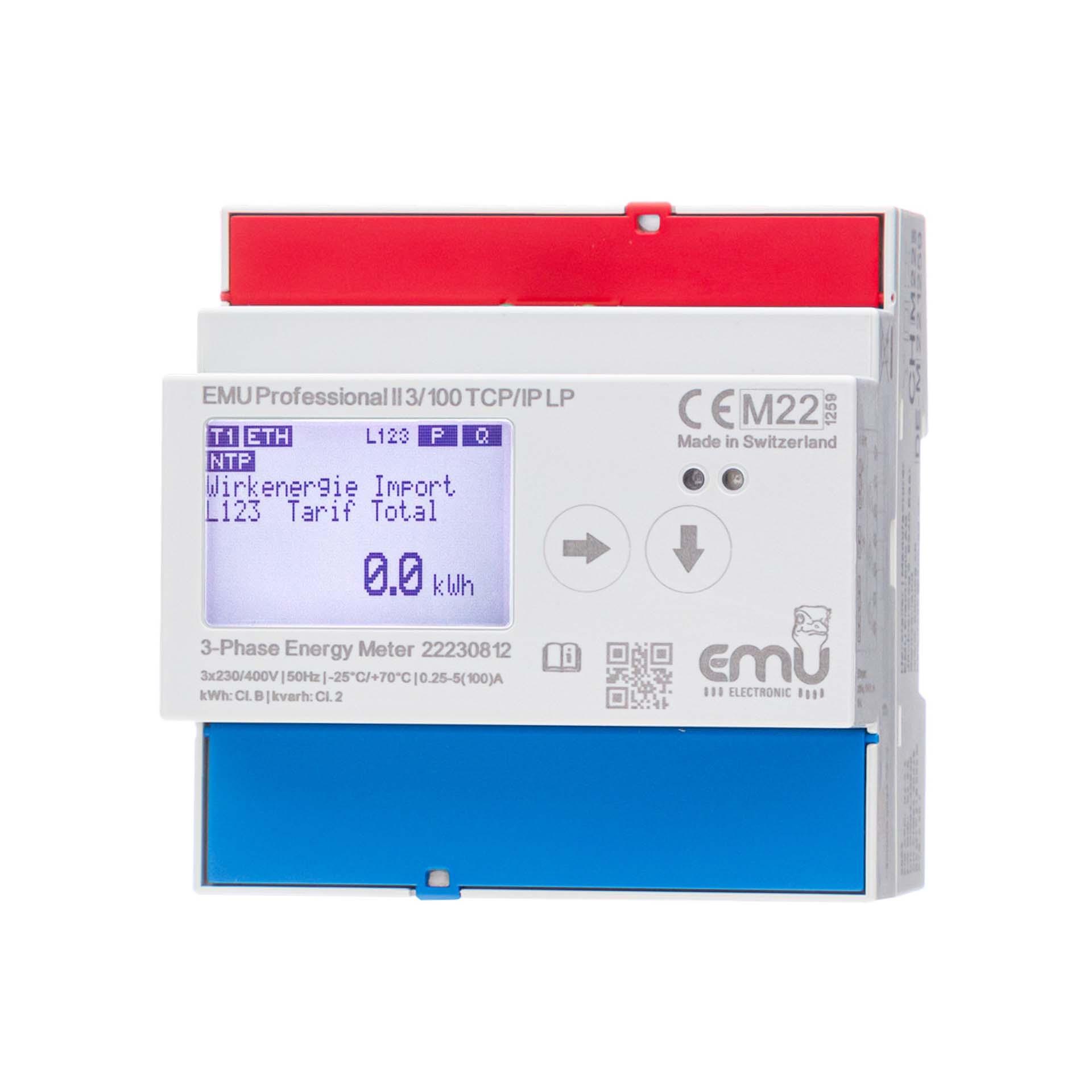 Contatore di energia EMU Professional II 3/100, TCP/IP LP, omologazione MID B+D e PTB-A 50.7, 100A 3PN
