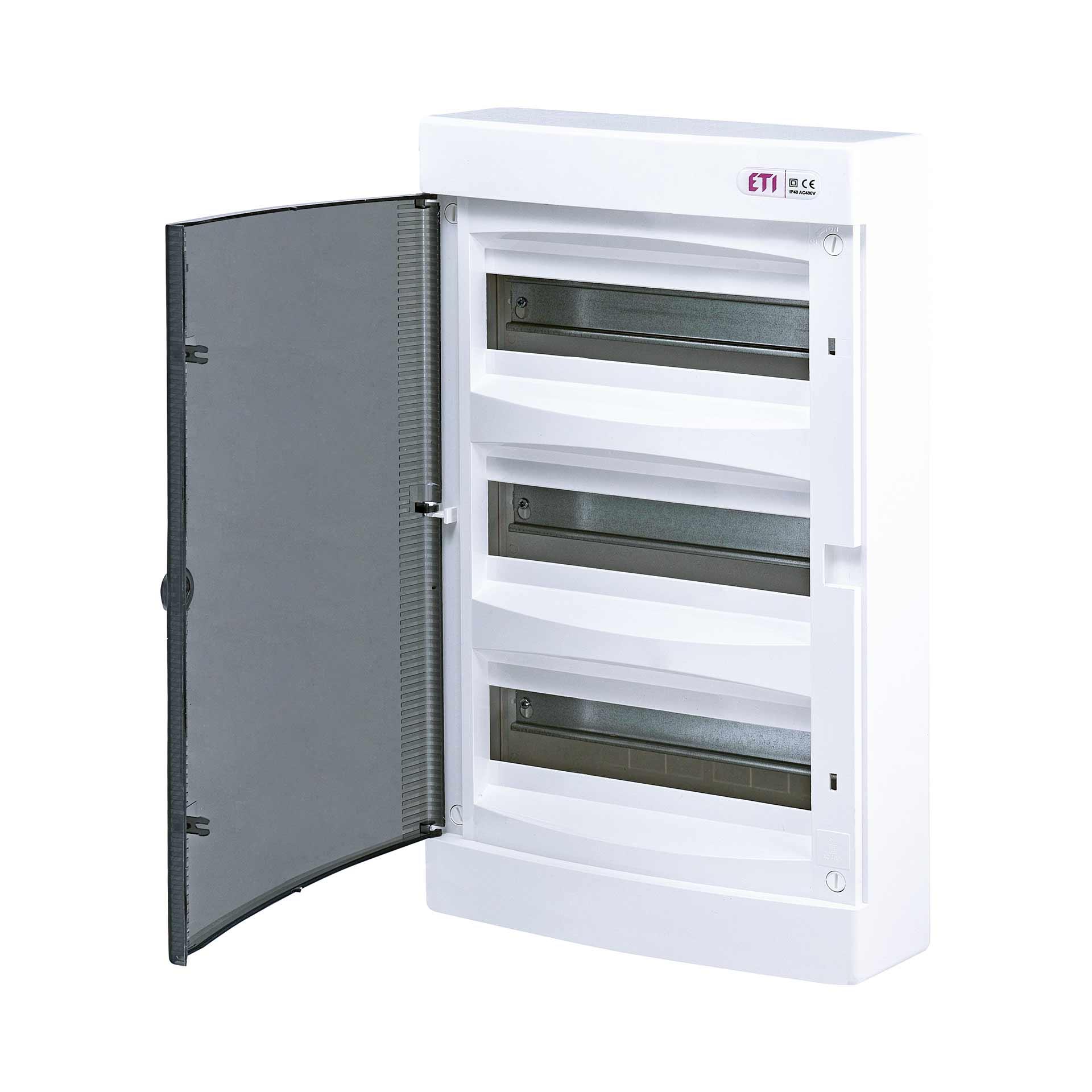 Quadro di distribuzione esterno con porta trasparente "ECT-36-PT", IP40, 3x12 moduli (36M)