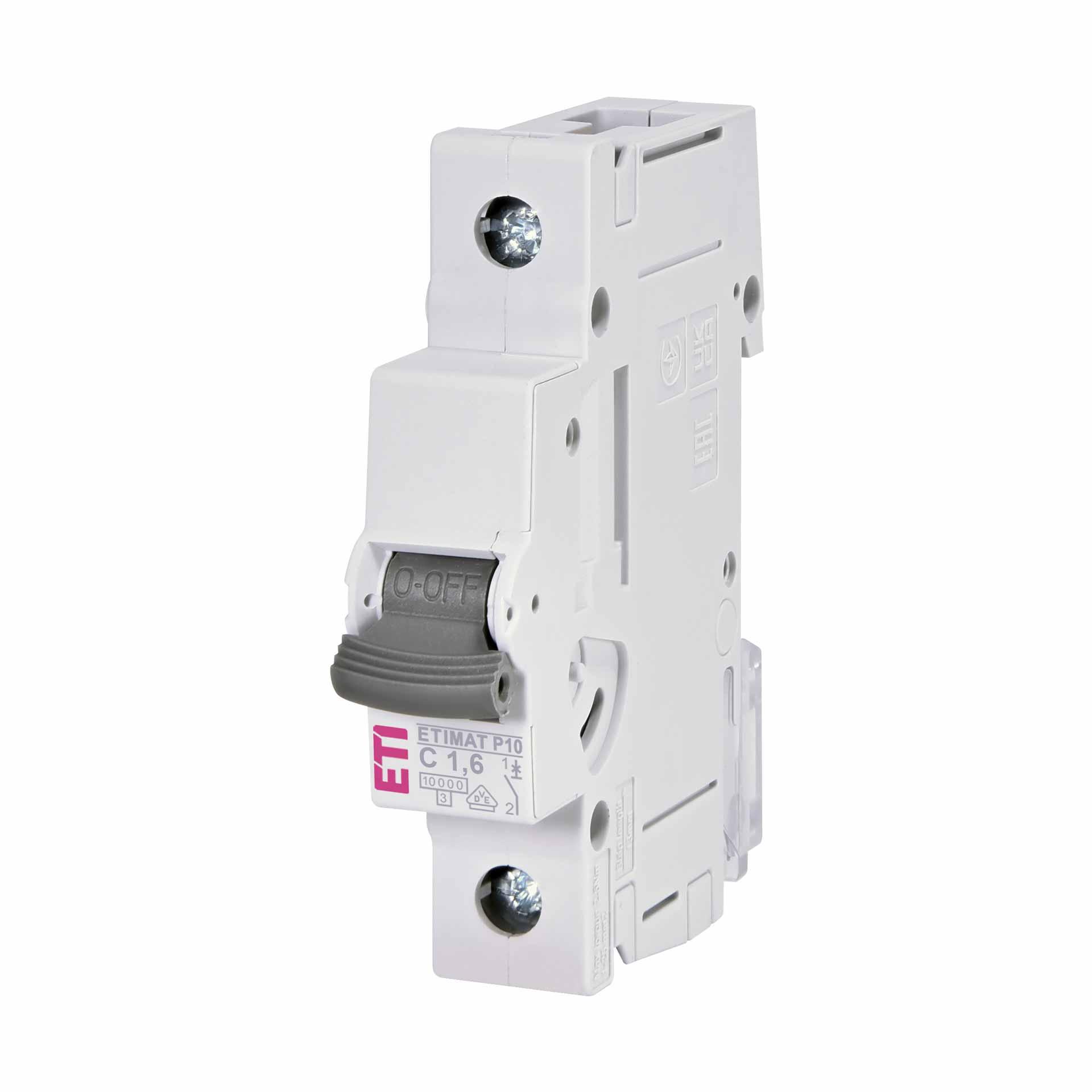 Interruttore automatico, ETIMAT P10, unipolare, caratteristica C / 1,6A, 10kA