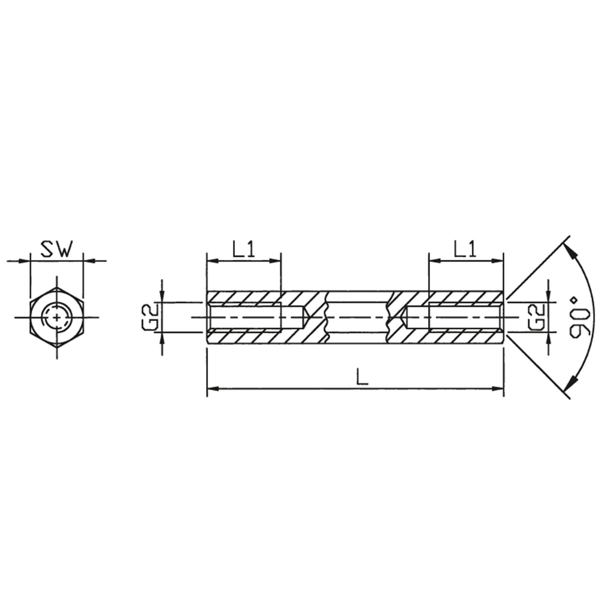 Bullone distanziatore lunghezza 40 mm filettatura interna/interna M3 Bullone distanziatore lunghezza 40 mm filettatura interna/interna M3