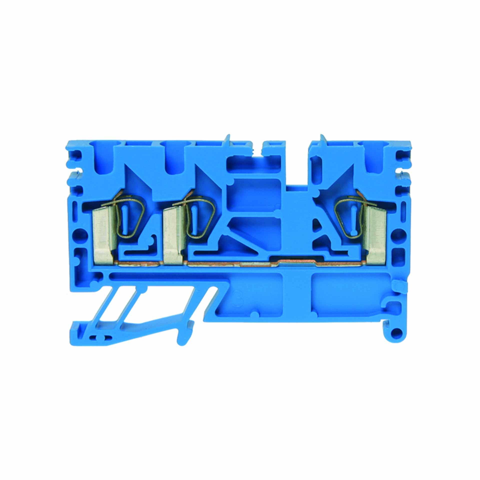 Borne à ressort DIN35 1.5mm2, 3-conducteurs, bleue Borne à ressort DIN35 1.5mm2, 3-conducteurs, bleue