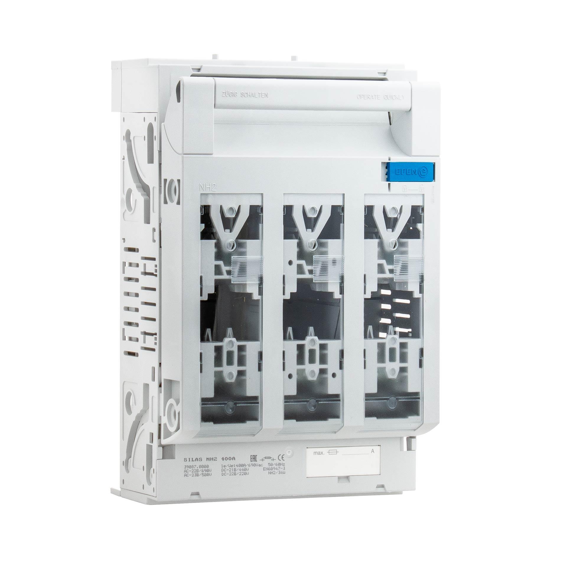 Sezionatore con fusibile Silas NH misura 1, 3P, 60mm, M10, max. 250A, U2, ESÜ