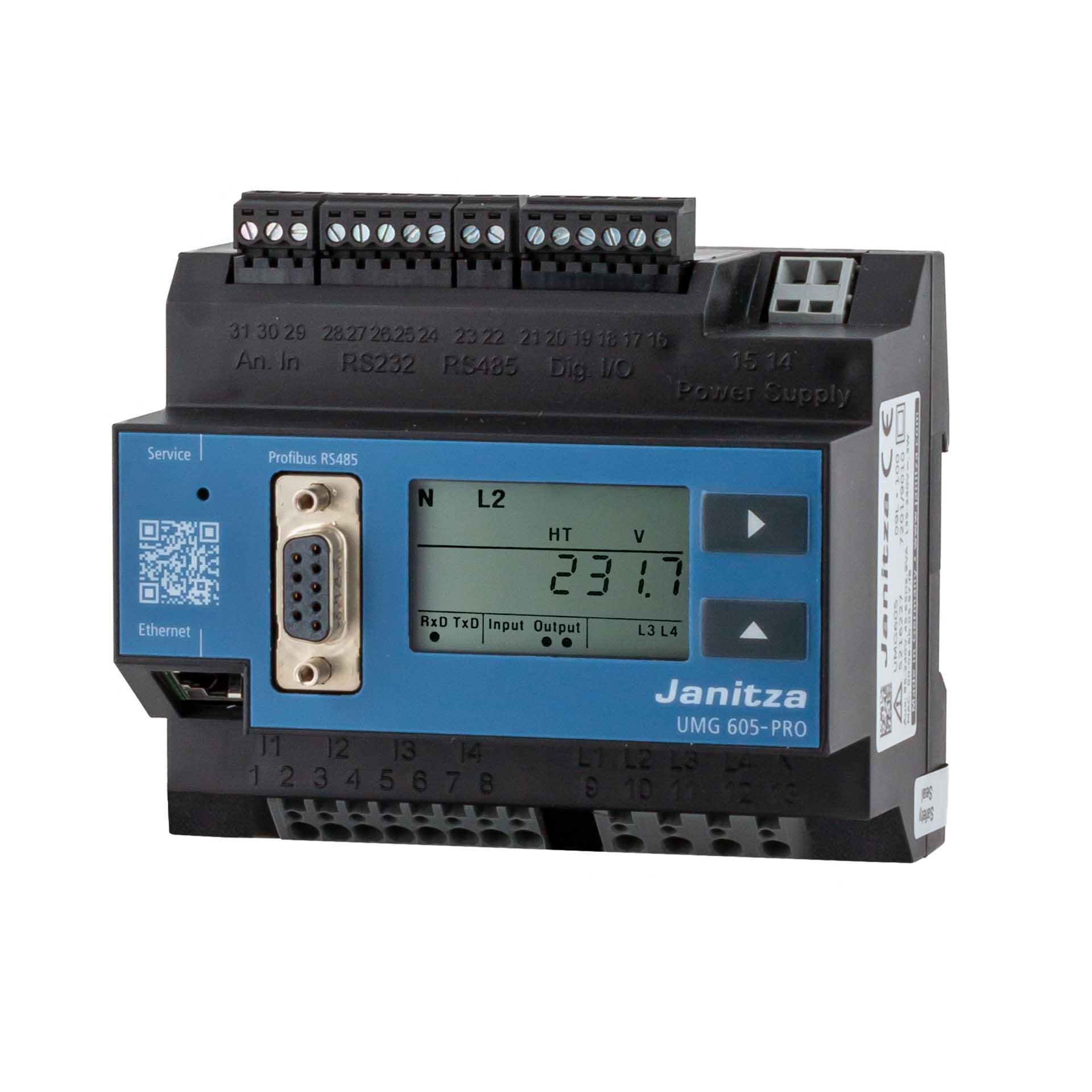 Analizzatore di qualità dell'energia Janitza (classe S secondo IEC 61000-4-30) UMG 605-PRO - 48V