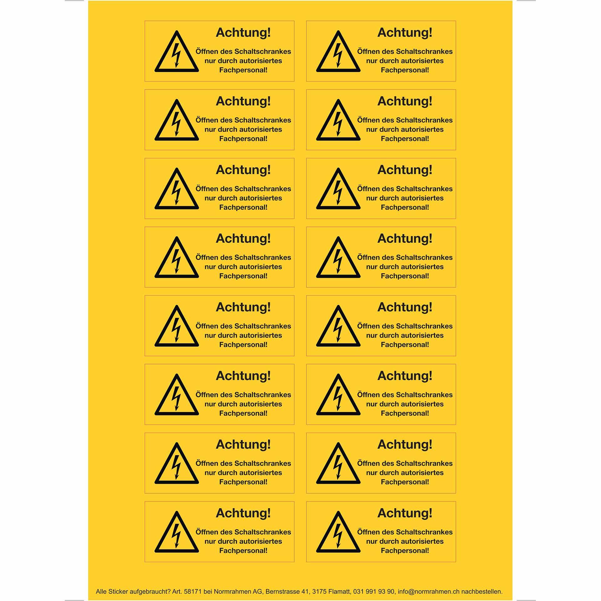 Opening of the switch cabinet only by authorised specialist personnel , 74x30mm, PU 16 pcs. A4 sheet