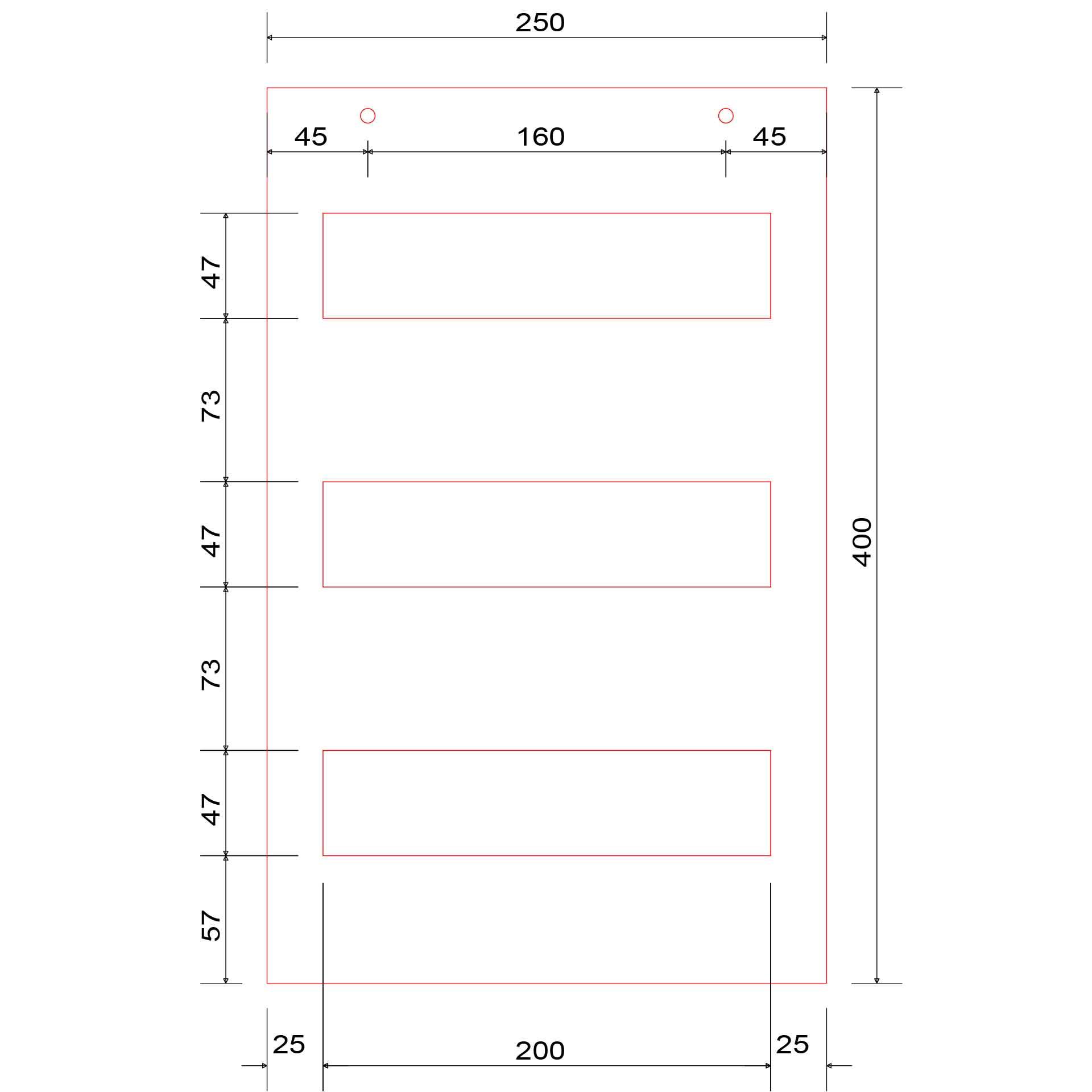 Piastra di copertura con foro 250x400x4mm