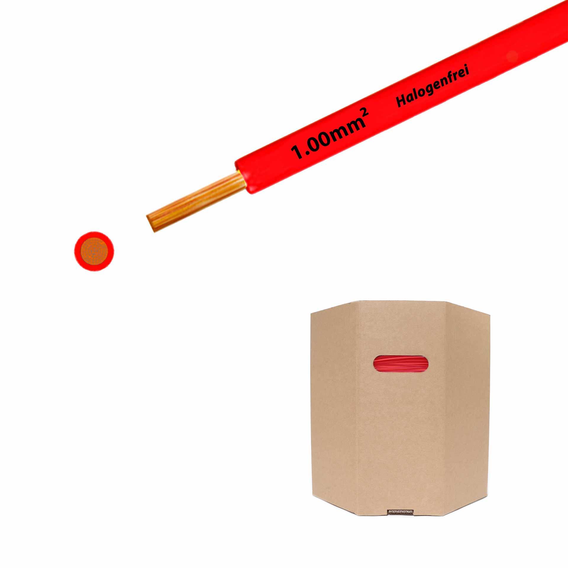 Cavo a trefoli senza alogeni 90° C , 500V, 1,00mm2, rosso (RAL 3000), barilotto D400xH400