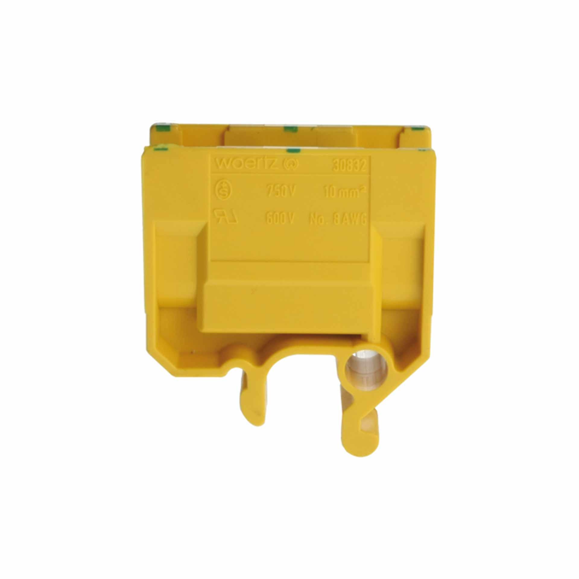 Terminale di derivazione DIN32 10mm², 2 conduttori, verde-giallo Terminale di derivazione DIN32 10mm², 2 conduttori, verde-giallo