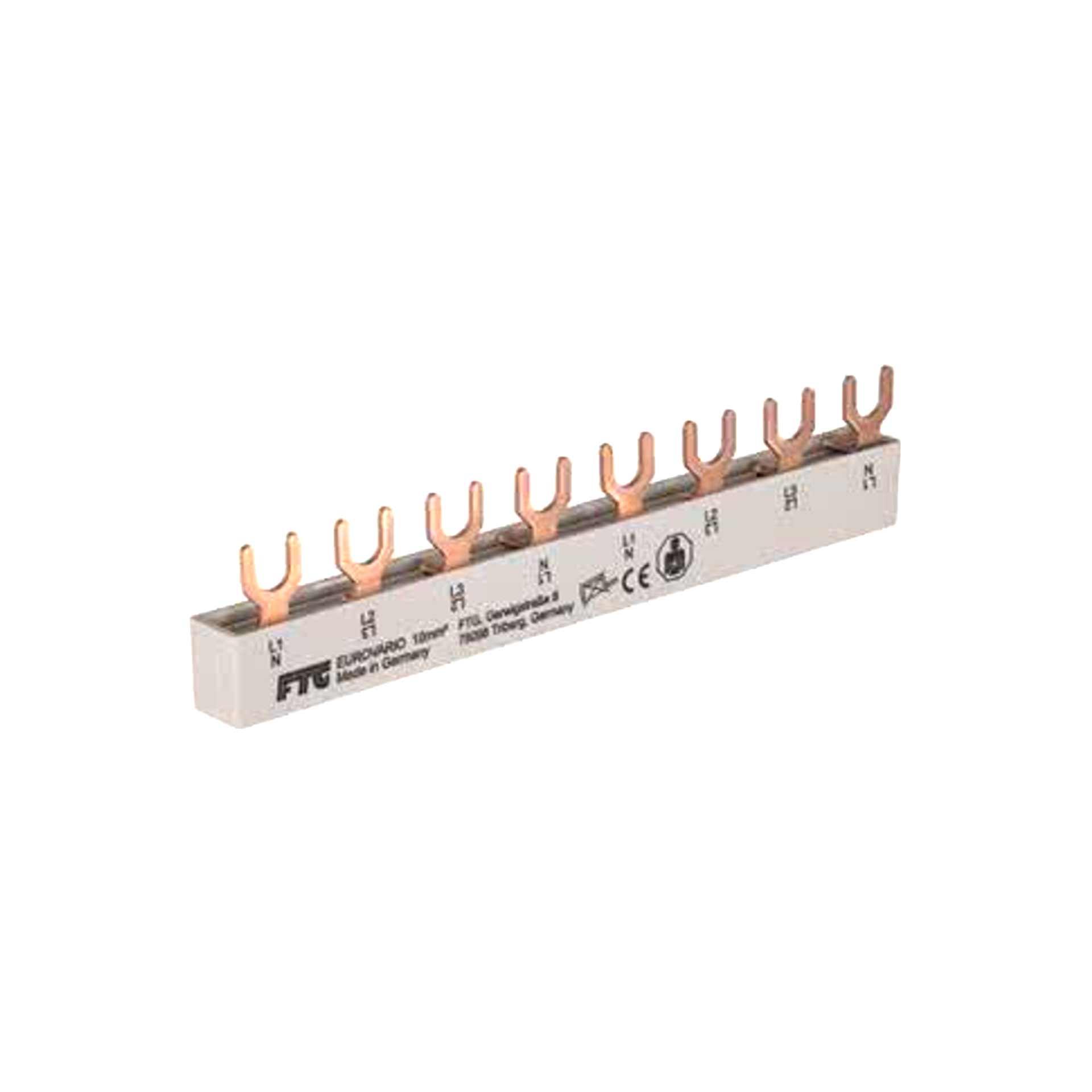 Sbarra di fase a forcella isolata 10mm2, 63A (2x3PN-4MOD) P-P= 17,8 mm