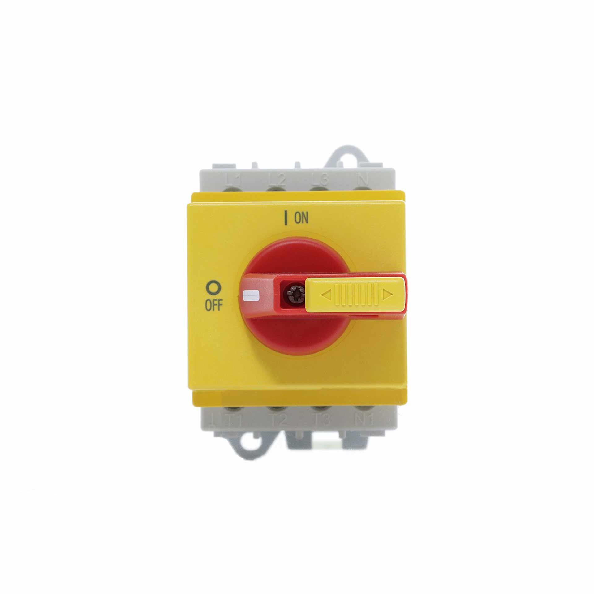 Interrupteur sectionneur ARRÊT D'URGENCE avec disp. de verrouillage et levier plat, 4P, 63A, 22kW