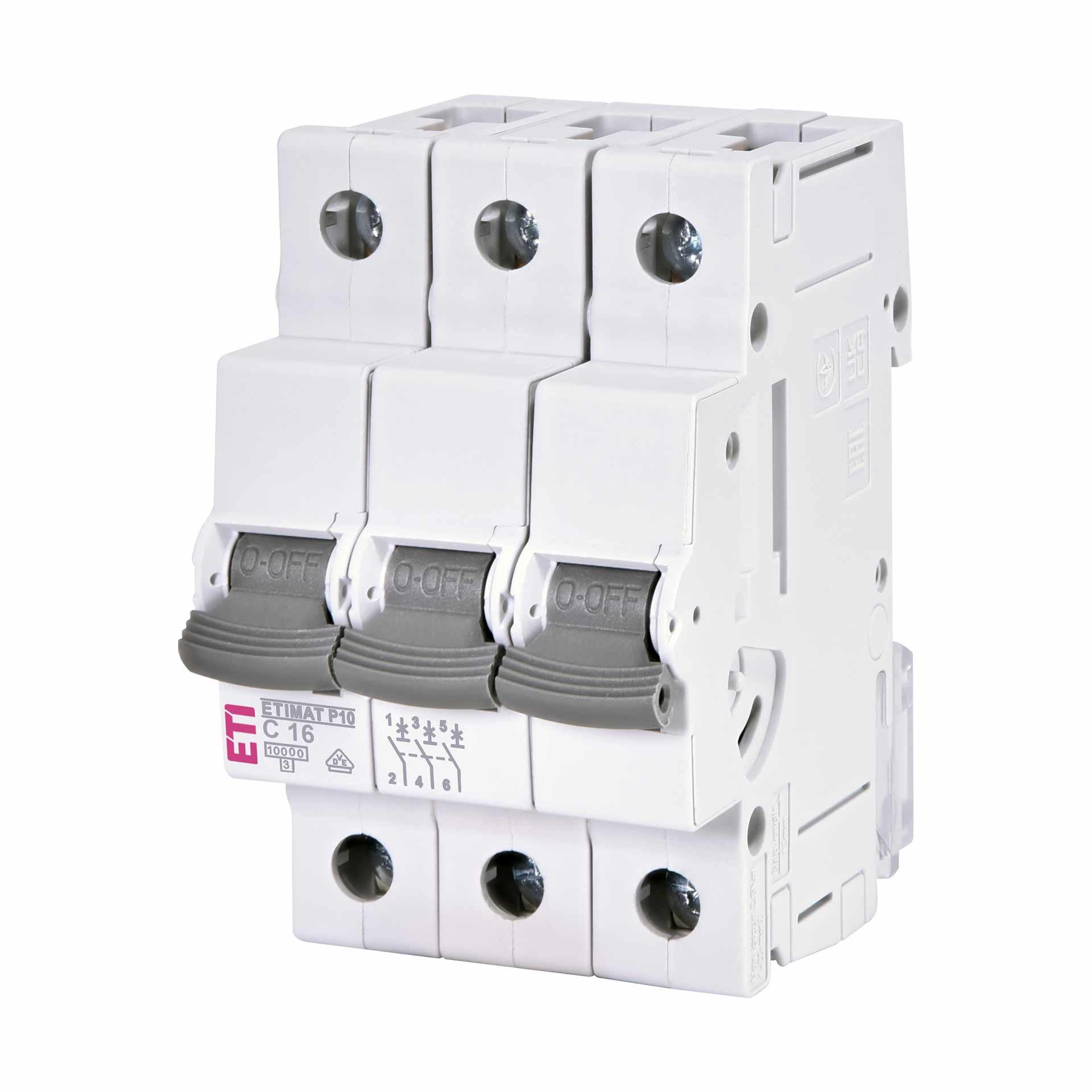 Miniature circuit-breaker, ETIMAT P10, 3-pole, characteristic C / 16A, 10kA