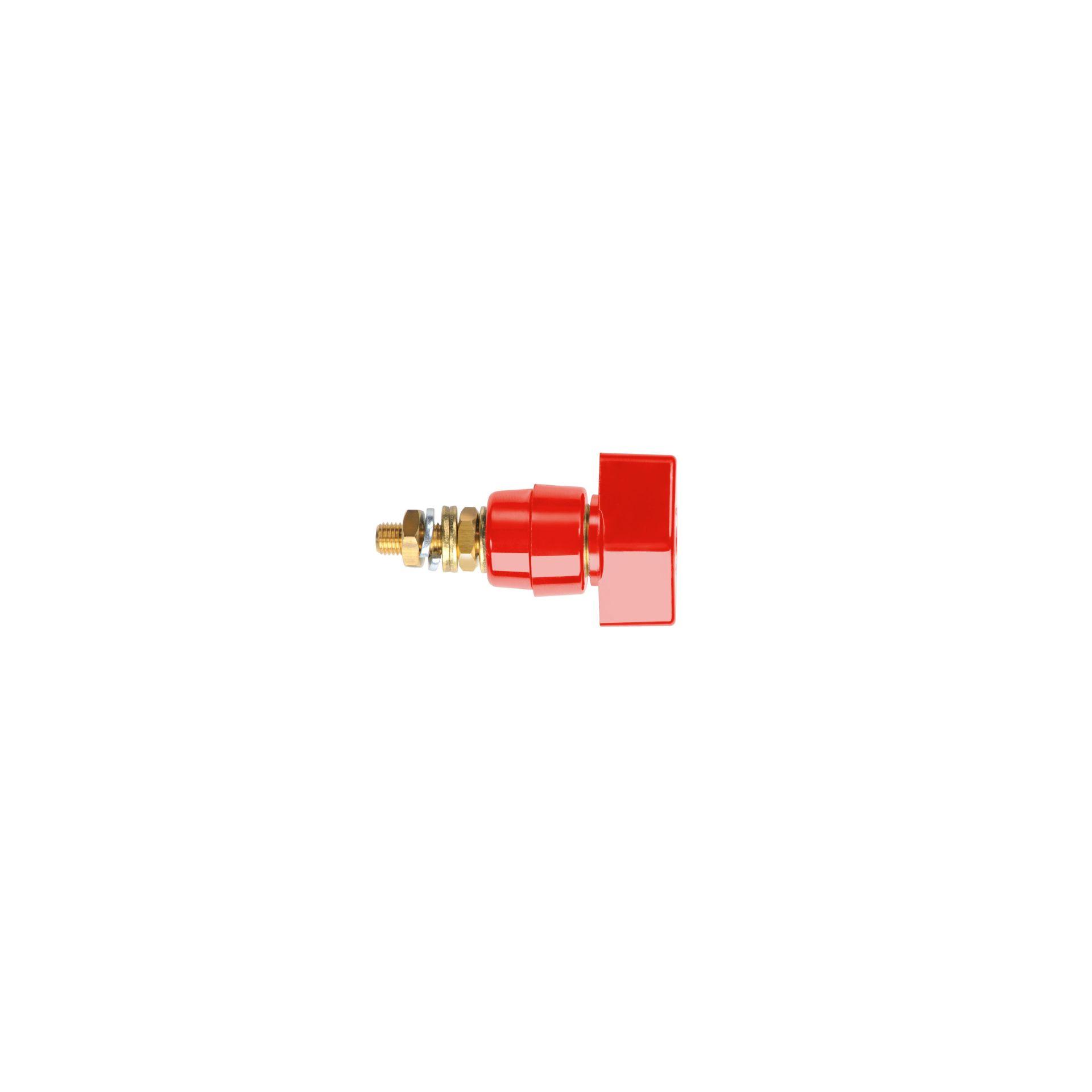 Borne de pôle avec tête de garrot dévissable, 63A, M6, rouge