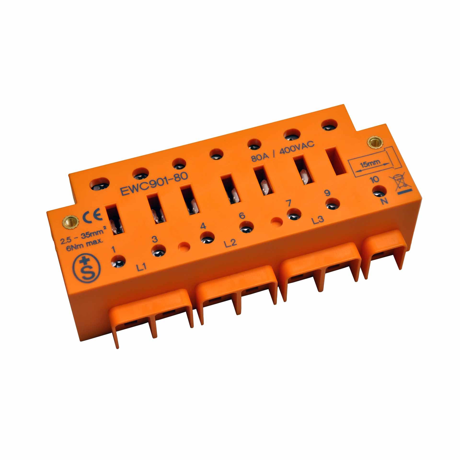 Terminale di connessione per contatori eweco, EWC901-80, 80A, 2,5-35mm2, 1N senza TRE, testato S+