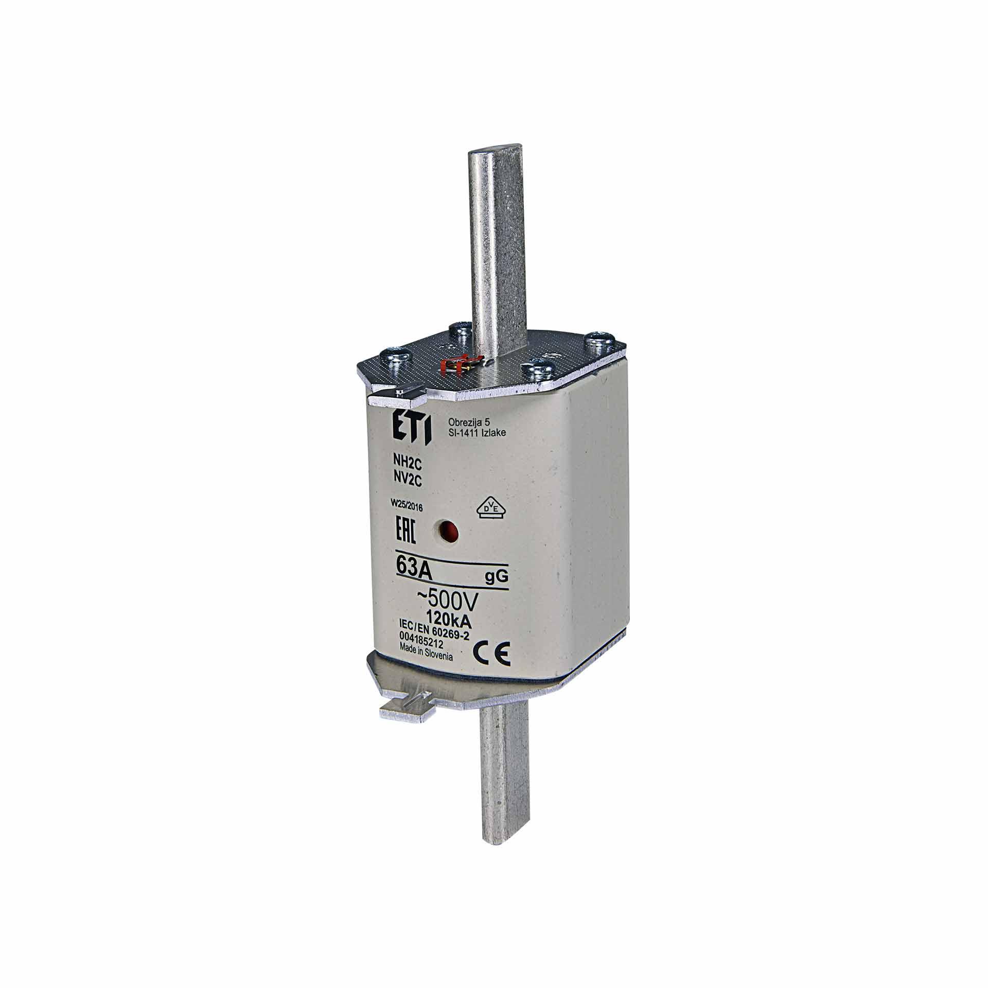Fusibile NH taglia 2 63A, caratteristica gL-gG 500V Fusibile NH taglia 2 63A, caratteristica gL-gG 500V