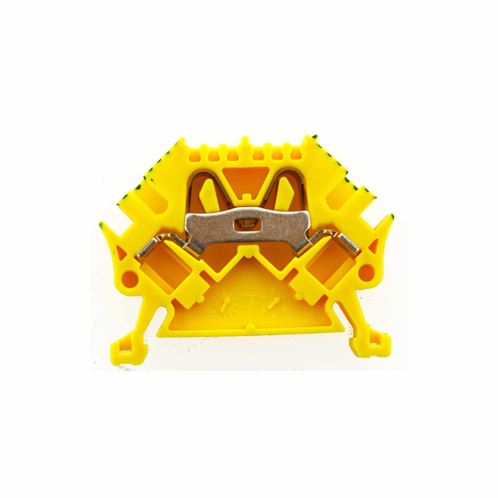 Push-in spring terminal 45° 4mm², 2-conductor, green-yellow