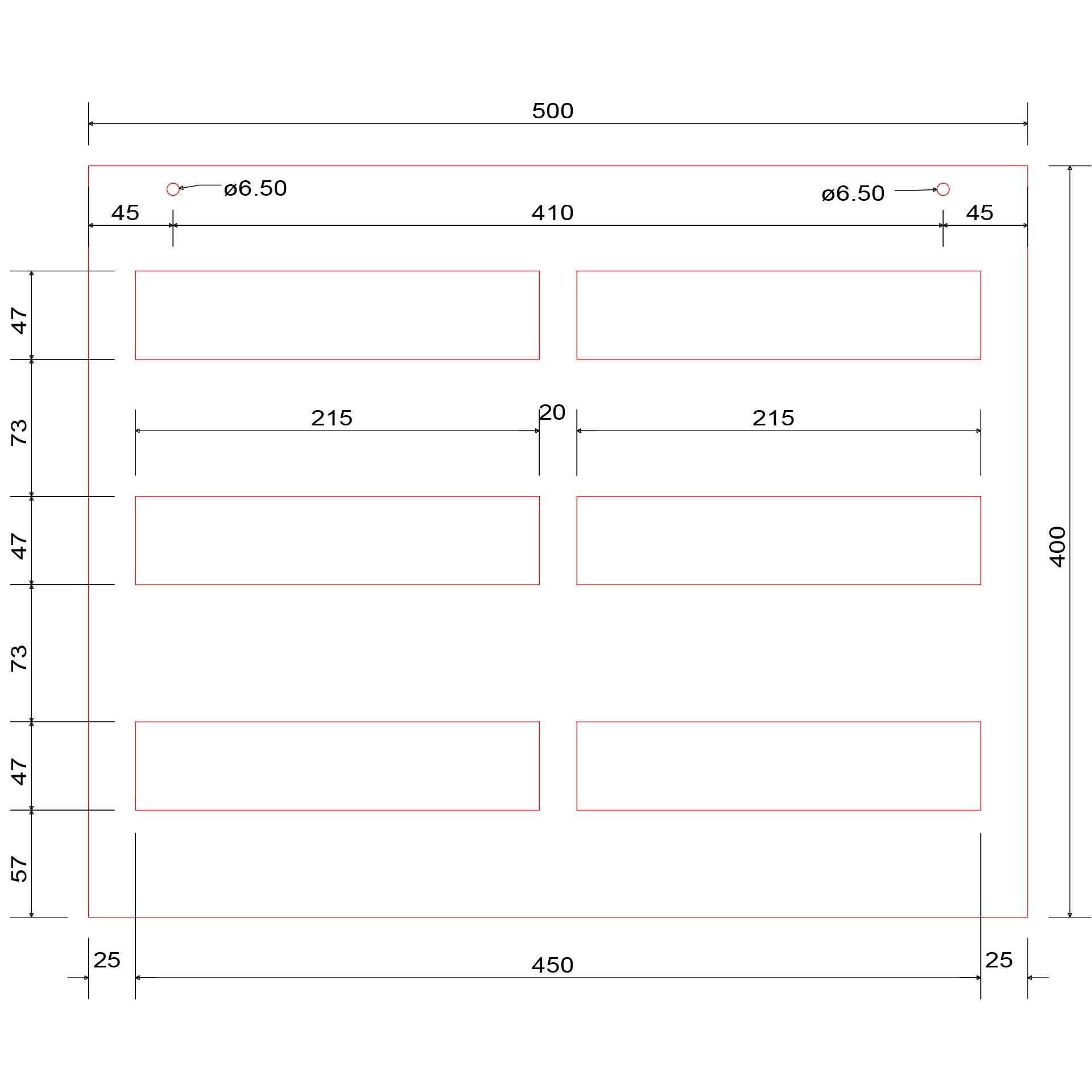 Piastra di copertura con foro 500x400x4mm