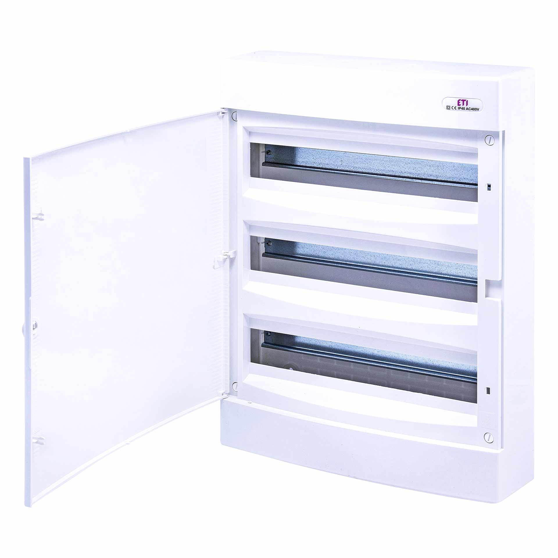 Quadro di distribuzione esterno con porta bianca "ECT-54-PO", IP40, 3x18 moduli (54M)