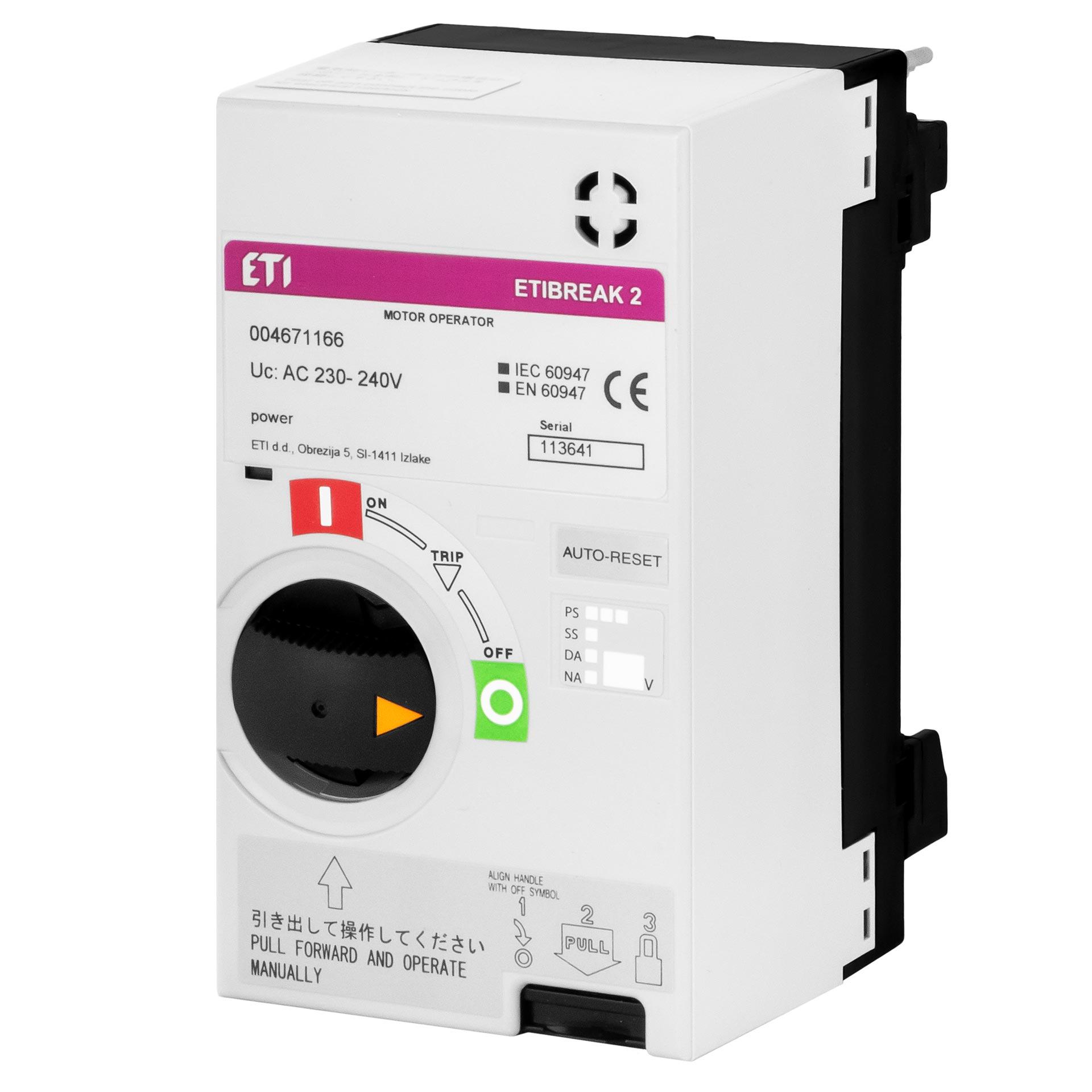Azionamento elettrico MO2 125, 230-240VAC, con reset, per EB2 125 Azionamento elettrico MO2 125, 230-240VAC, con reset, per EB2 125