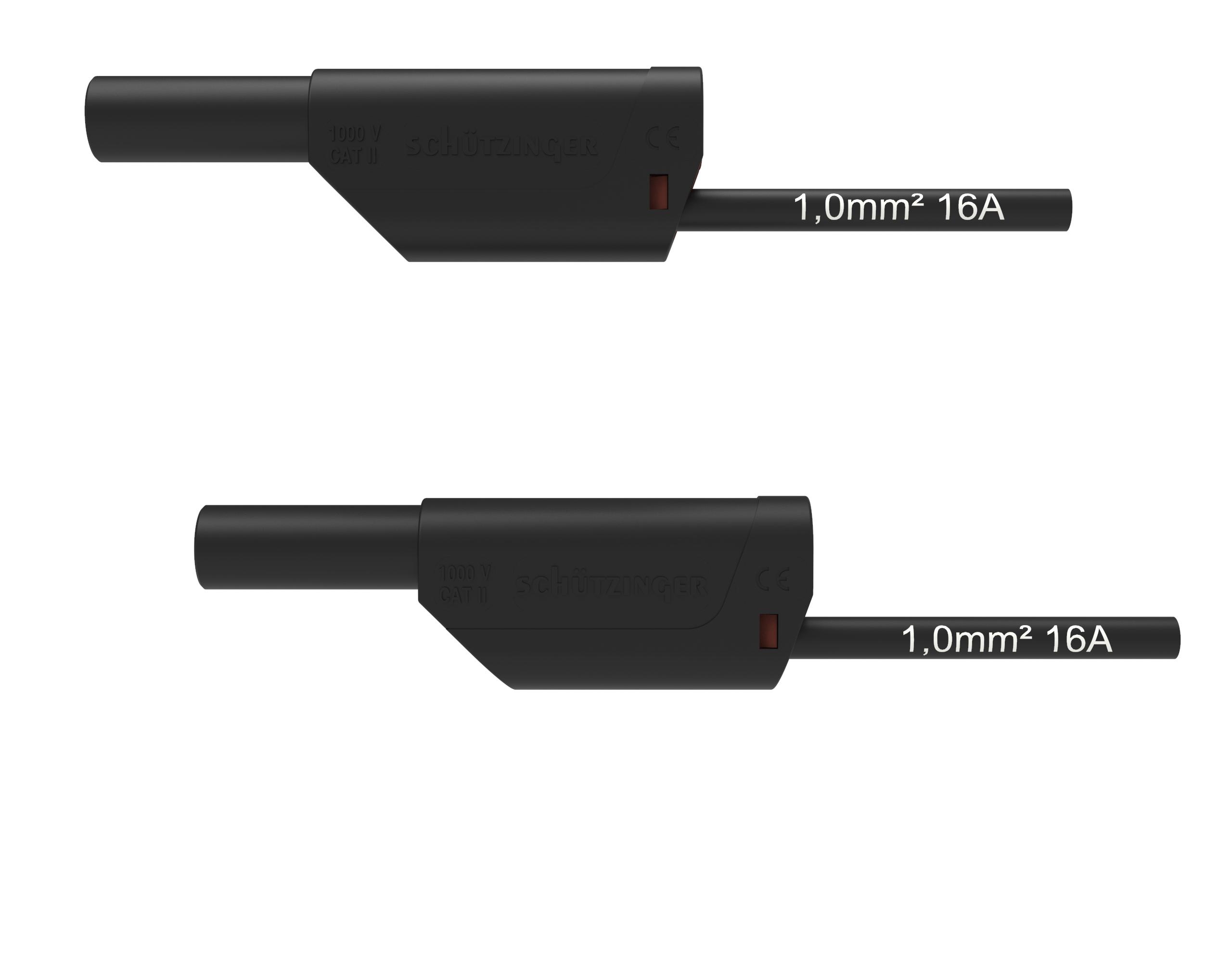 Cavo di collegamento di sicurezza ø 4 mm, 1 mm2, 1000 mm, nero Cavo di collegamento di sicurezza ø 4 mm, 1 mm2, 1000 mm, nero