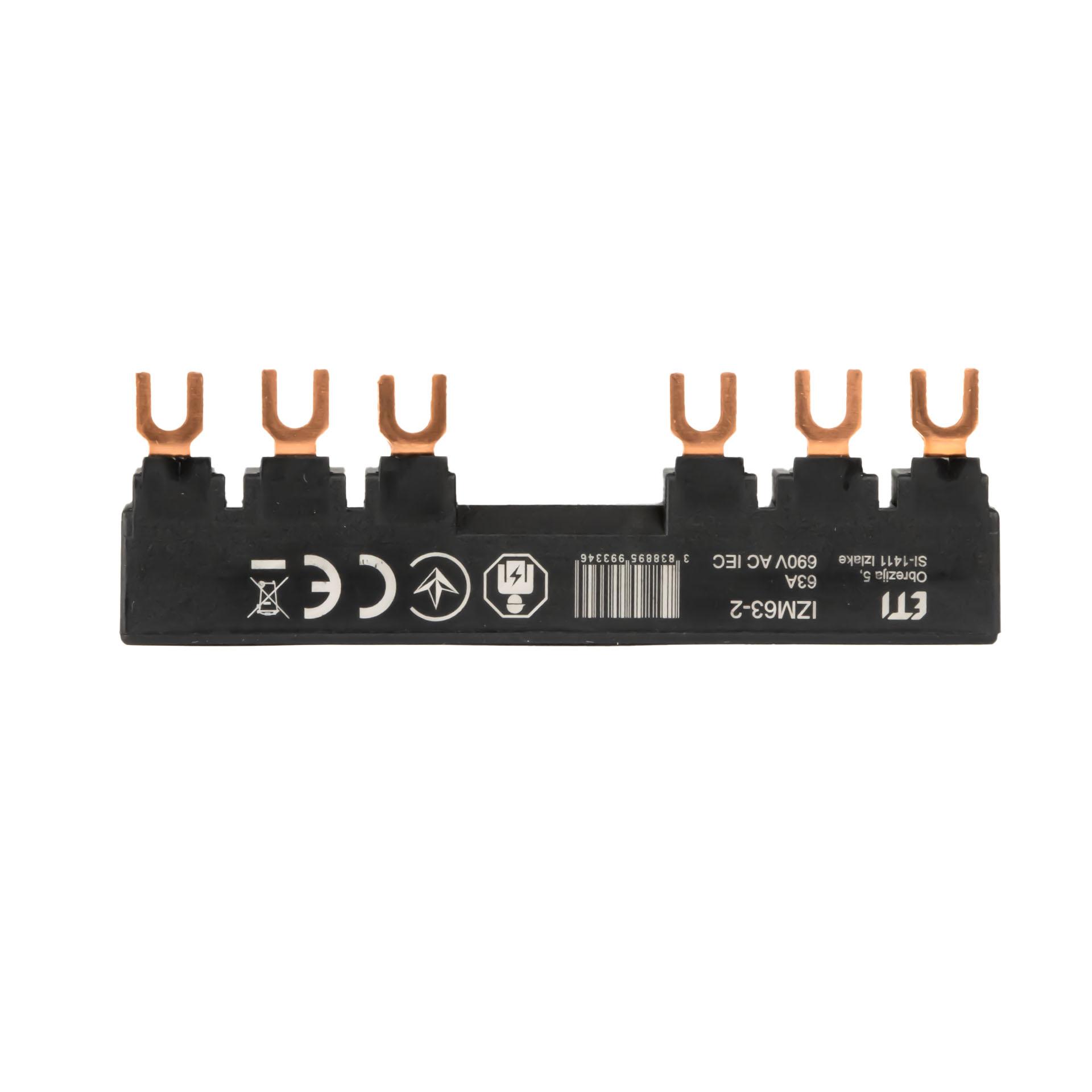 Isolata sbarra di fase bifilare IZM63-2, 10 mm², 63A, per interruttore automatico di protezione motore MPCB, MPE25, MSPO, MS25 Isolata sbarra di fase bifilare IZM63-2, 10 mm², 63A, per interruttore automatico di protezione motore MPCB, MPE25, MSPO, MS25