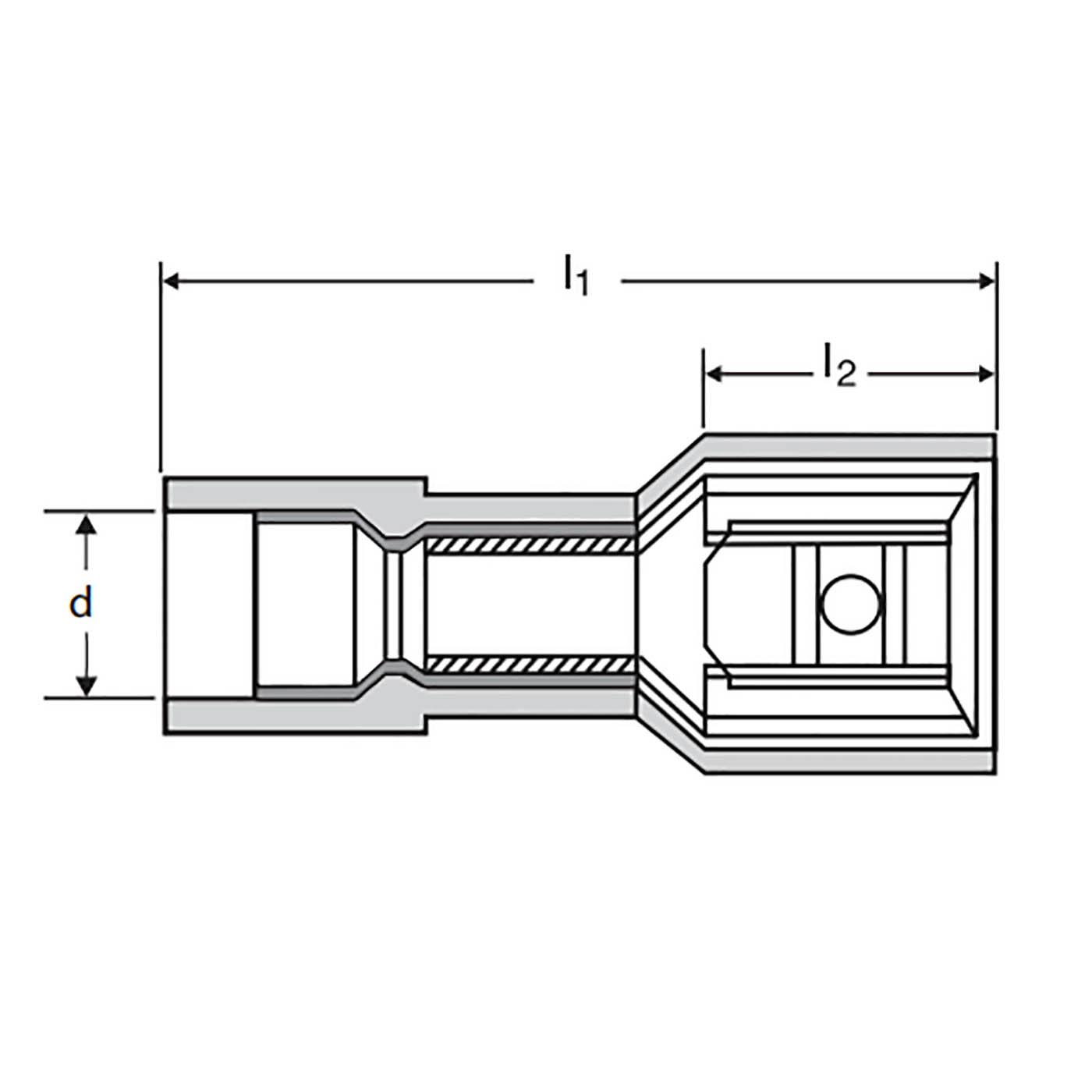 Fully insulated blade receptacles PVC, 0.5 - 1.5mm² / 4.8 x 0.5mm, colour red