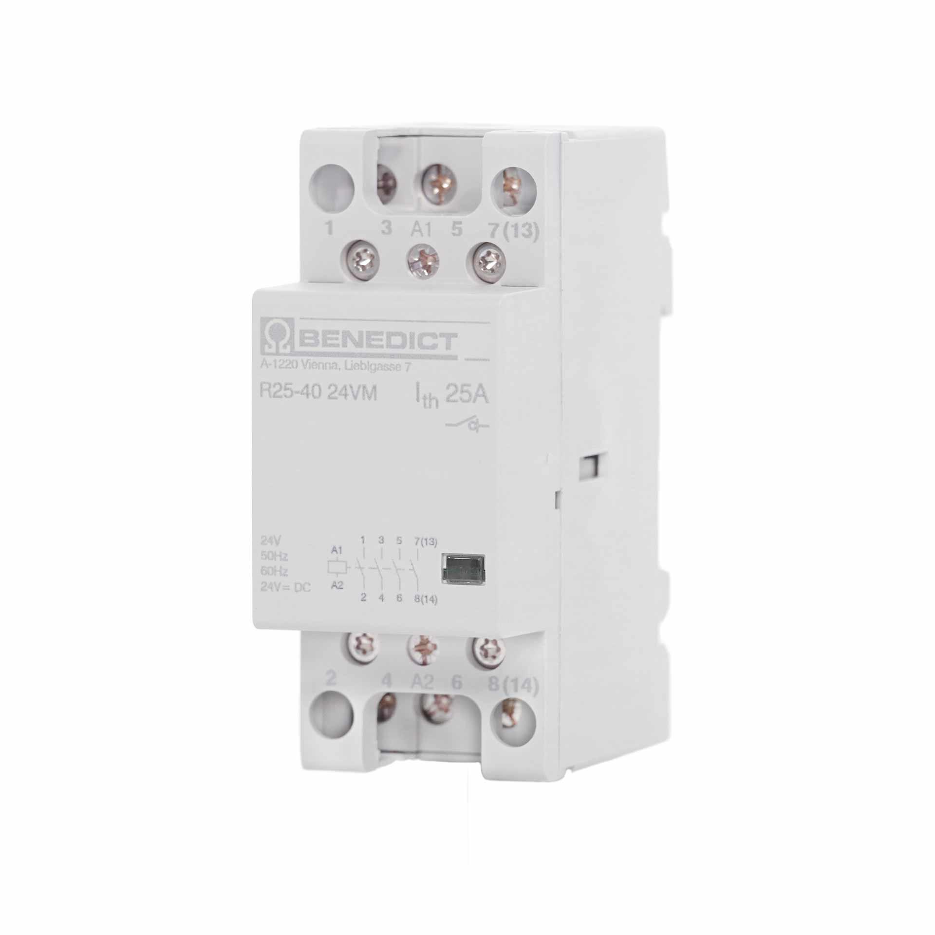 Installation contactor 4-pole, 4S, 25A AC1, R25-40 24VM AC/DC