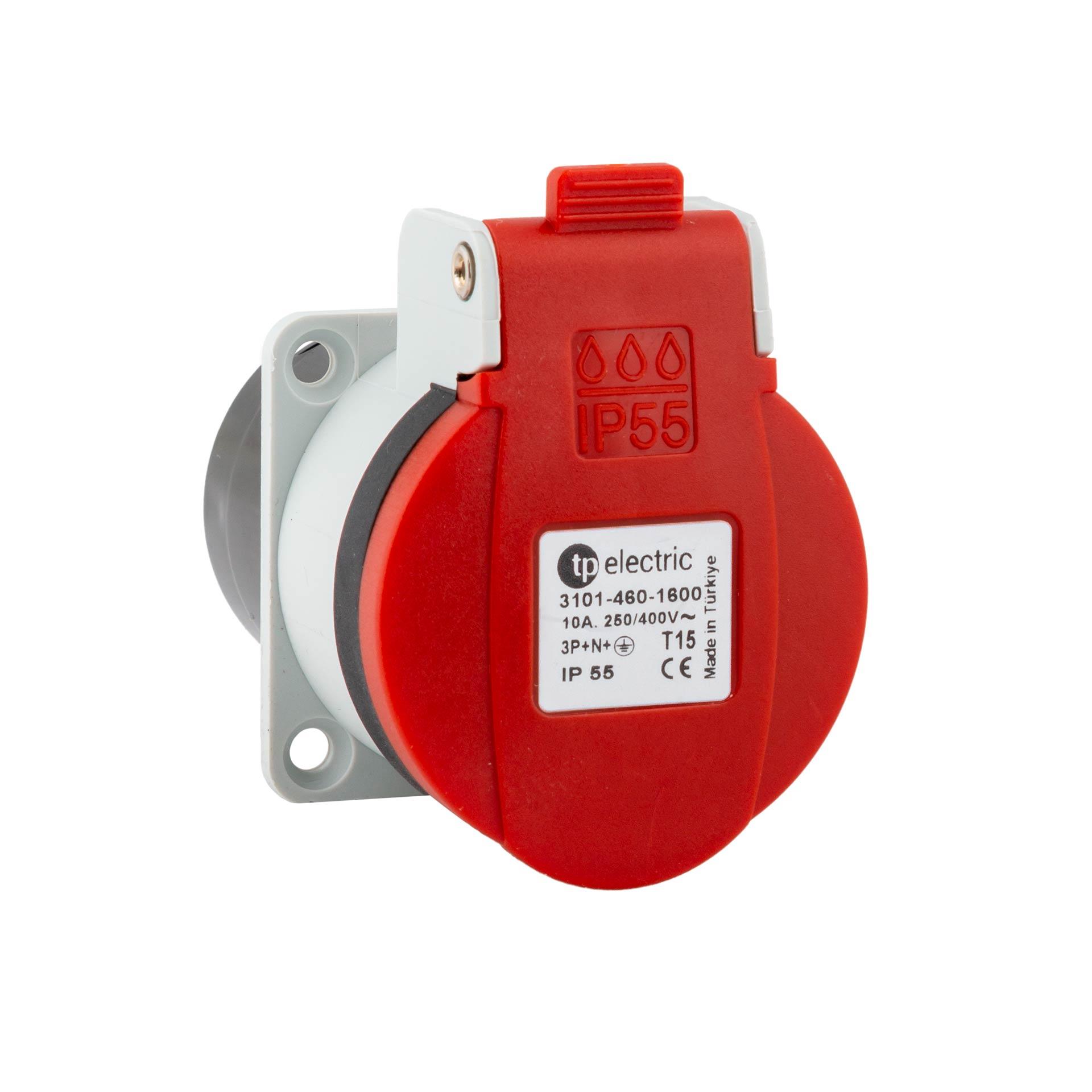 Presa da incasso T15 10A 5P, IP55, 3PNE 400/230V, contatti nichelati, connessione a vite, SN 441011 Presa da incasso T15 10A 5P, IP55, 3PNE 400/230V, contatti nichelati, connessione a vite, SN 441011