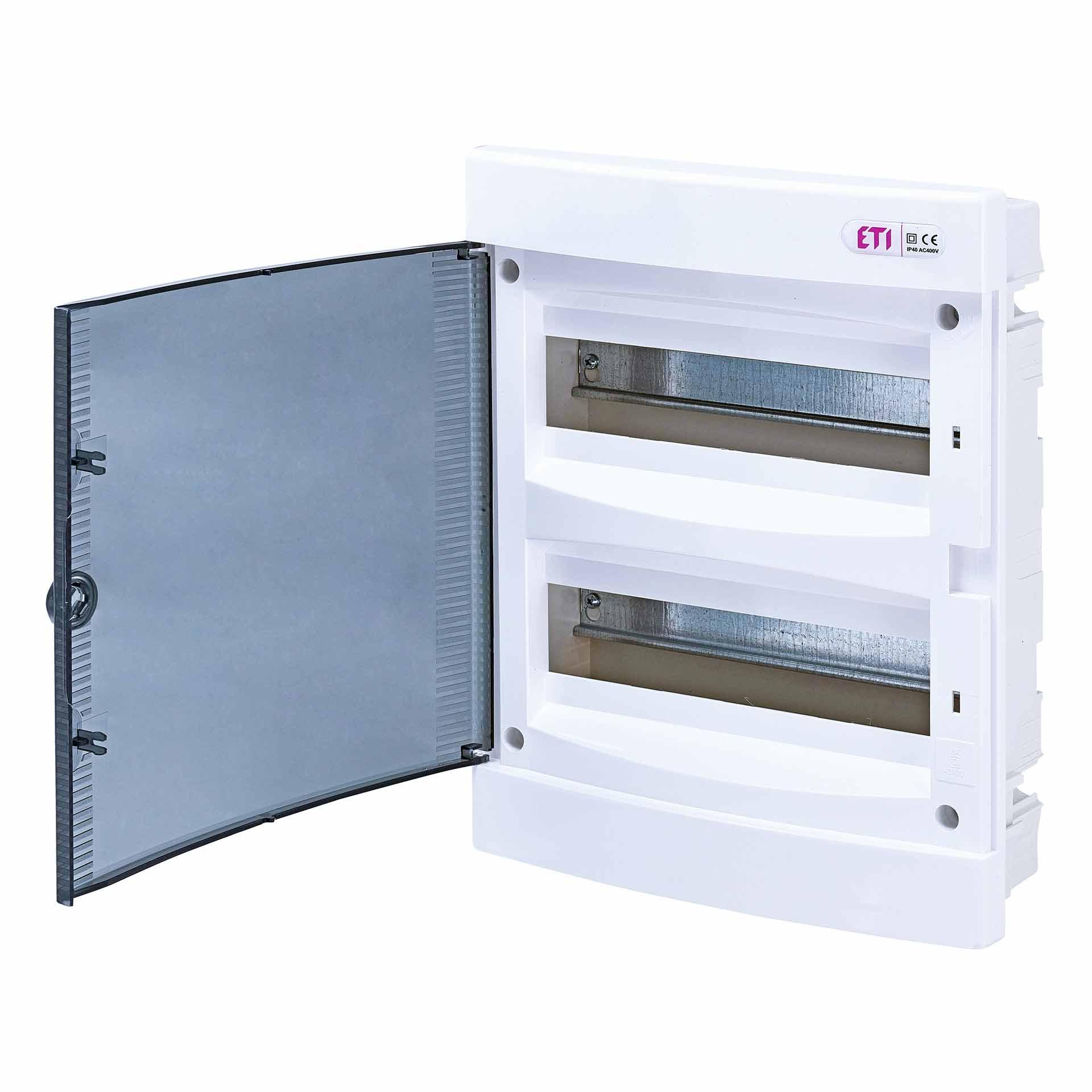 Distributore da incasso con porta trasparente "ECM-24-PT", IP40, 2x12 moduli (24M)