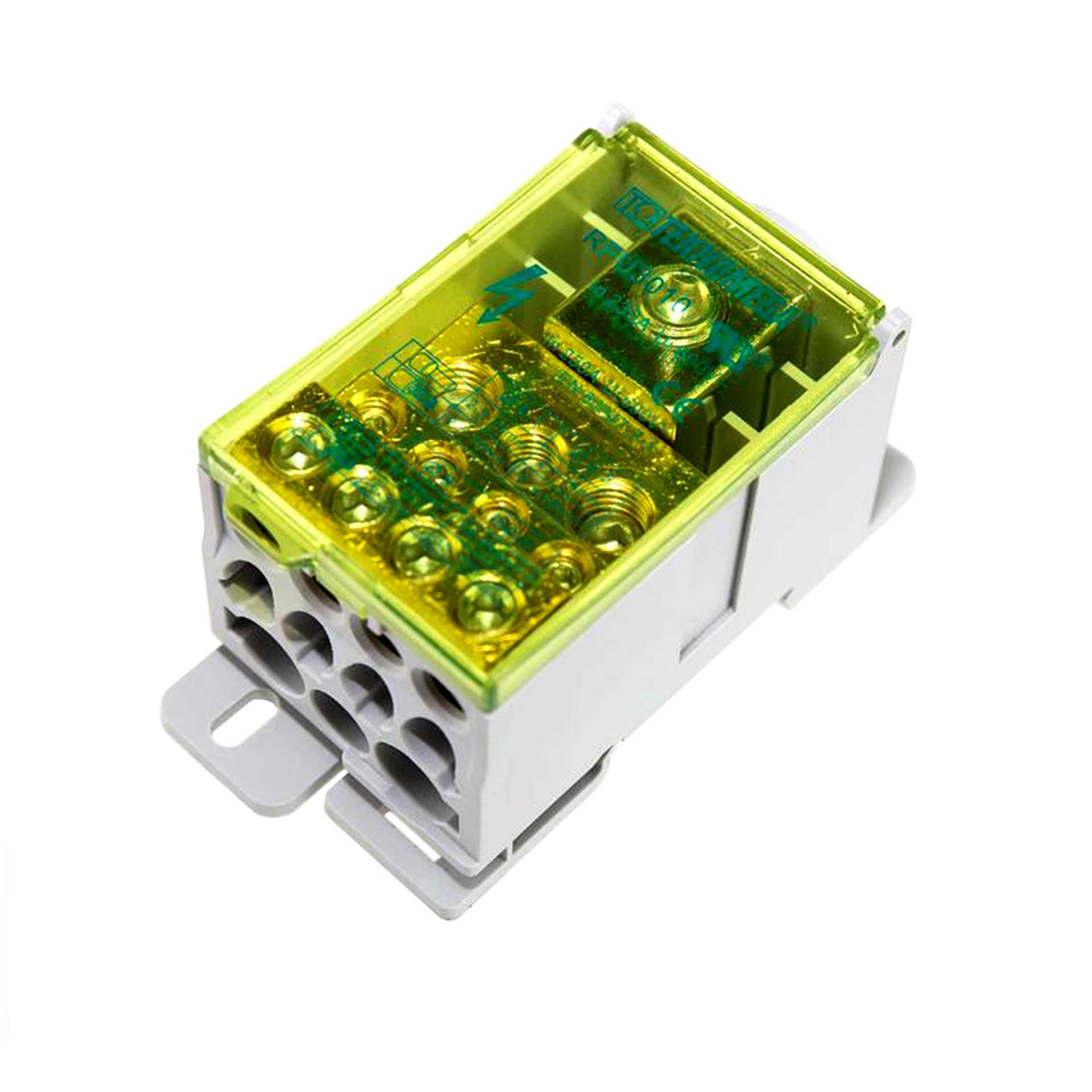 Morsettiera monofase 250A 690V, ingressi: 1x 35-120mm2, uscite: 2x 6-35mm2, 9x 2,5-10/16mm2