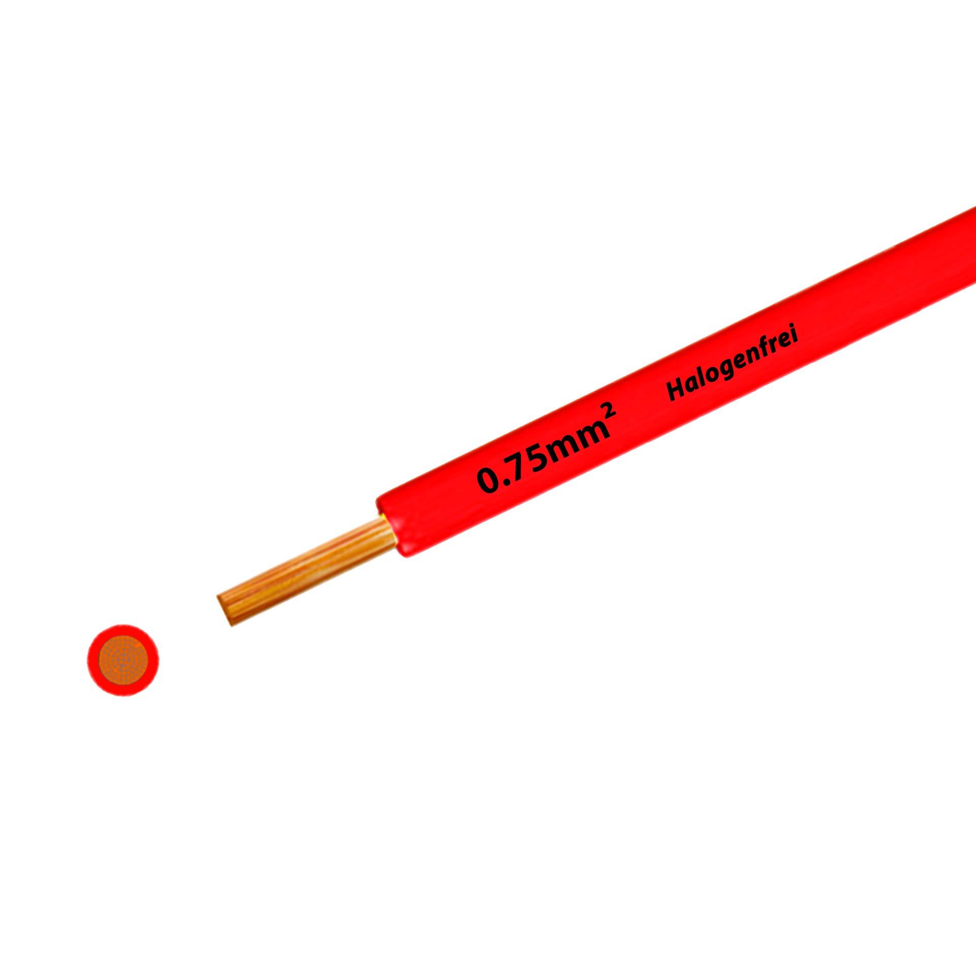 Cavo a trefoli senza alogeni 90° C, 500 V, 0,75 mm2, rosso (RAL 3000), su bobina di plastica Cavo a trefoli senza alogeni 90° C, 500 V, 0,75 mm2, rosso (RAL 3000), su bobina di plastica