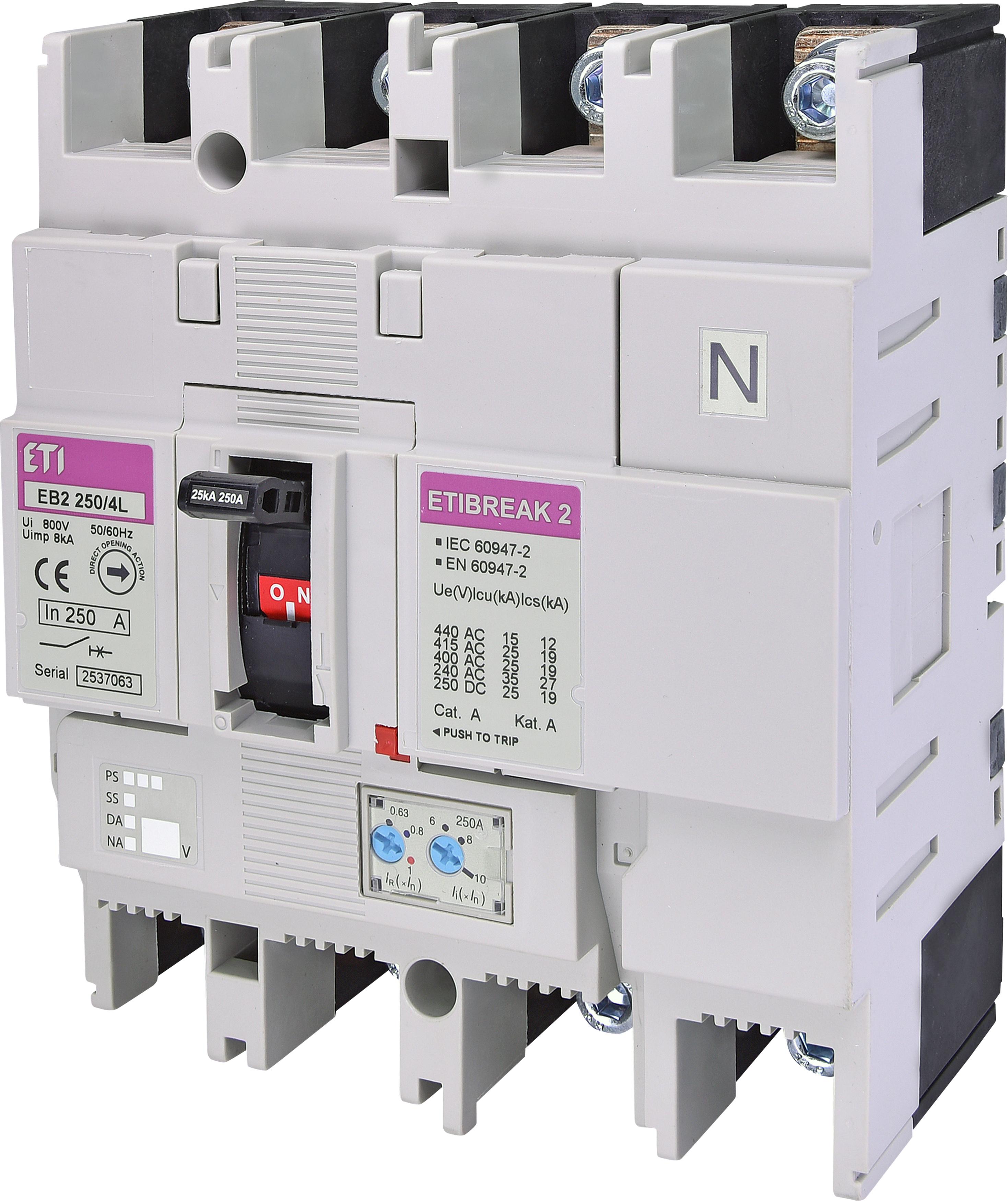 Interruttore automatico EB2 250/4L 200A, Icu 25kA / Ics 19kA